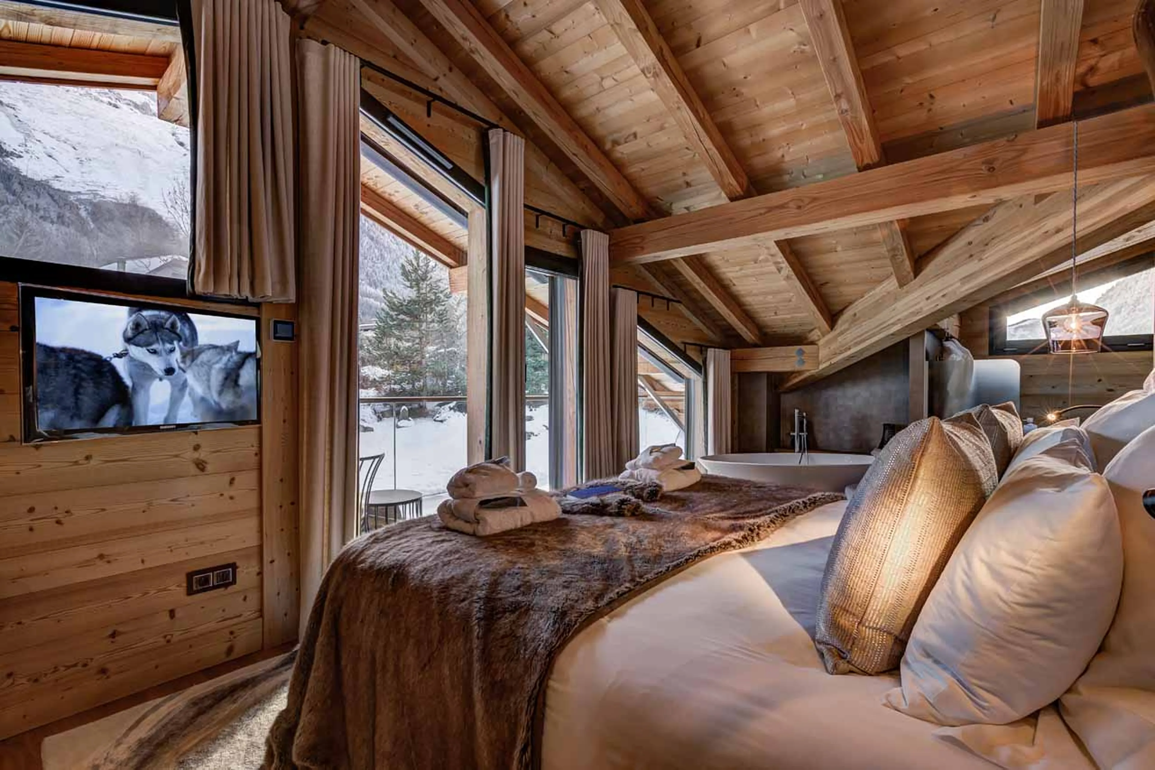 Balcony access from bedroom one at Chalet Couttet in Chamonix