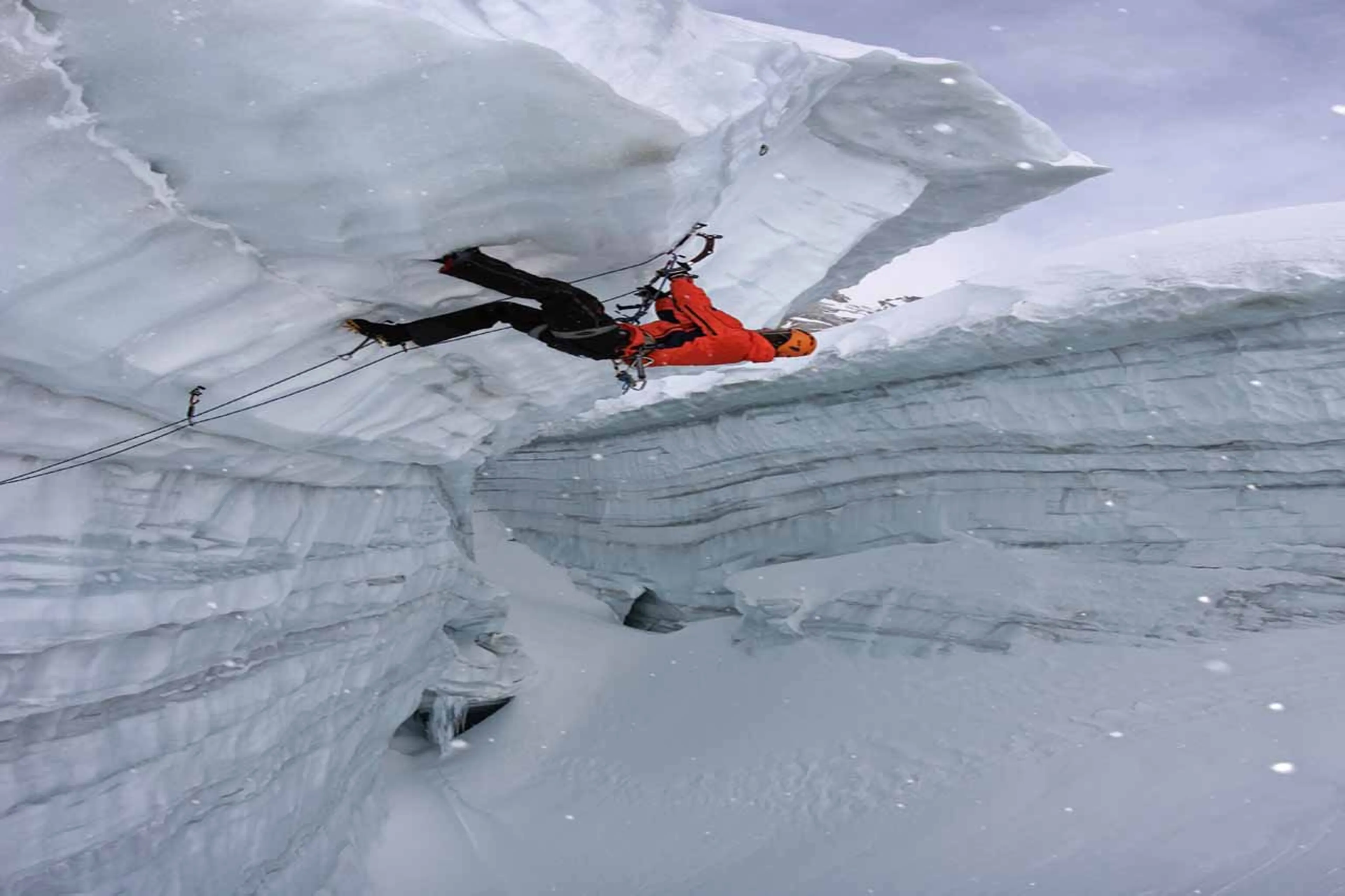 Ice climbing in winter inChamonix