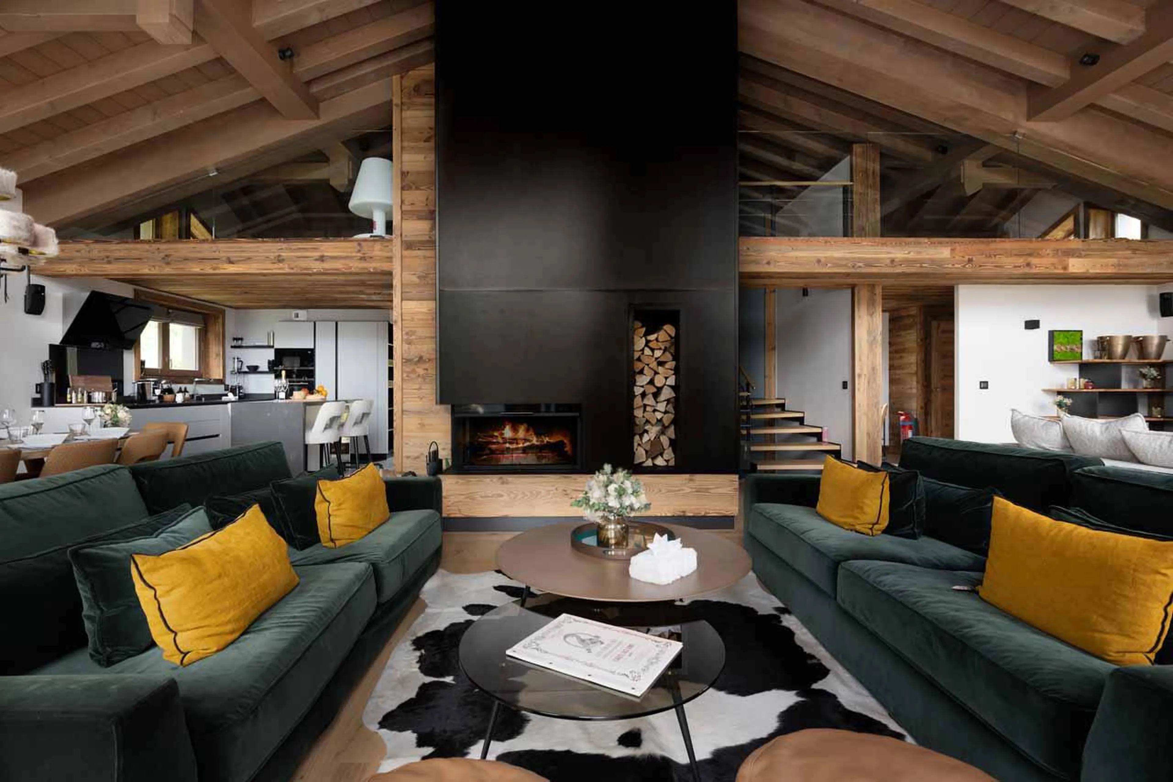 Open plan living area at Chalet Centenary in Courchevel 1650