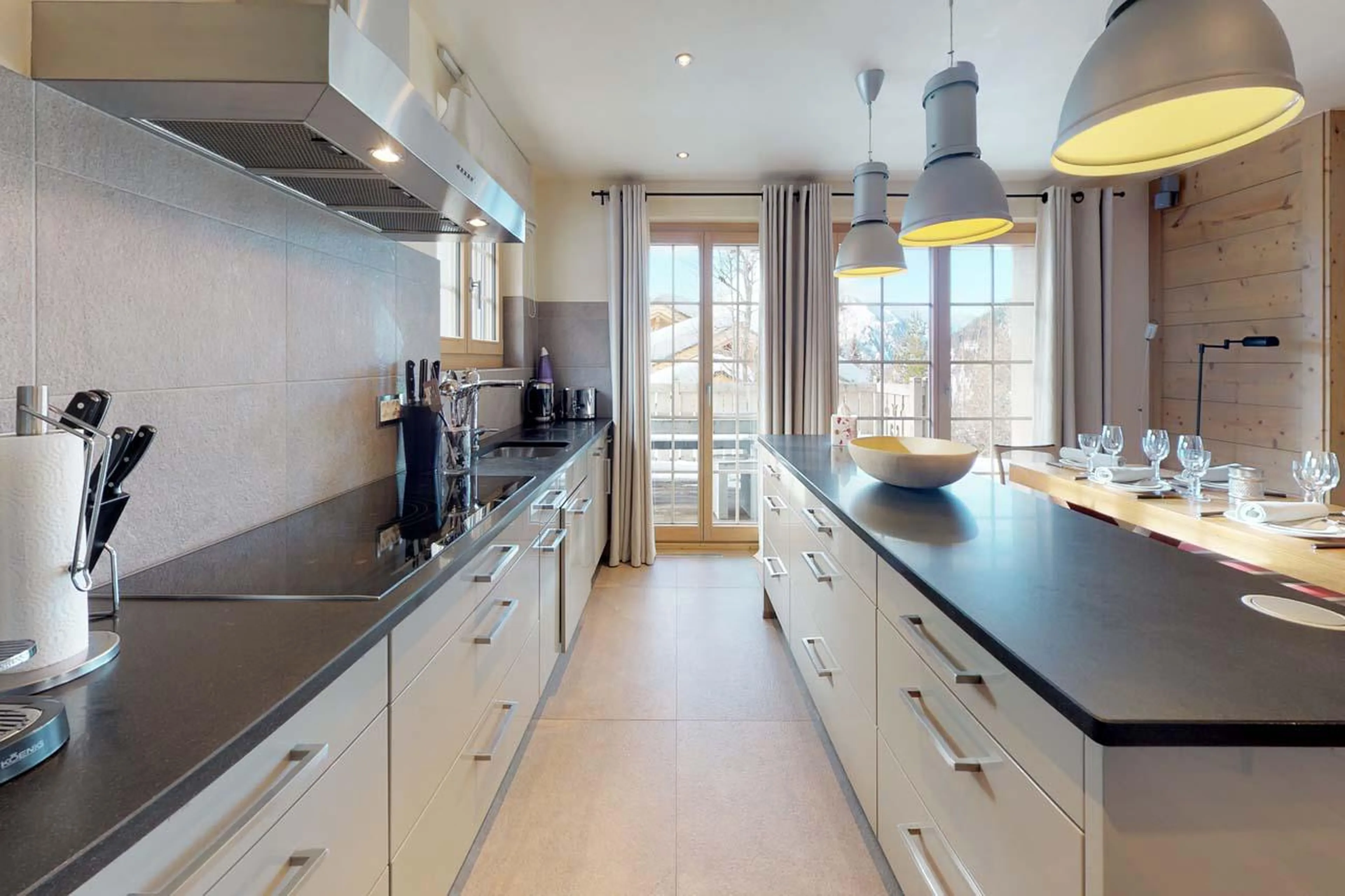 Sleek and modern kitchen at Chalet Albert-Luc in Verbier