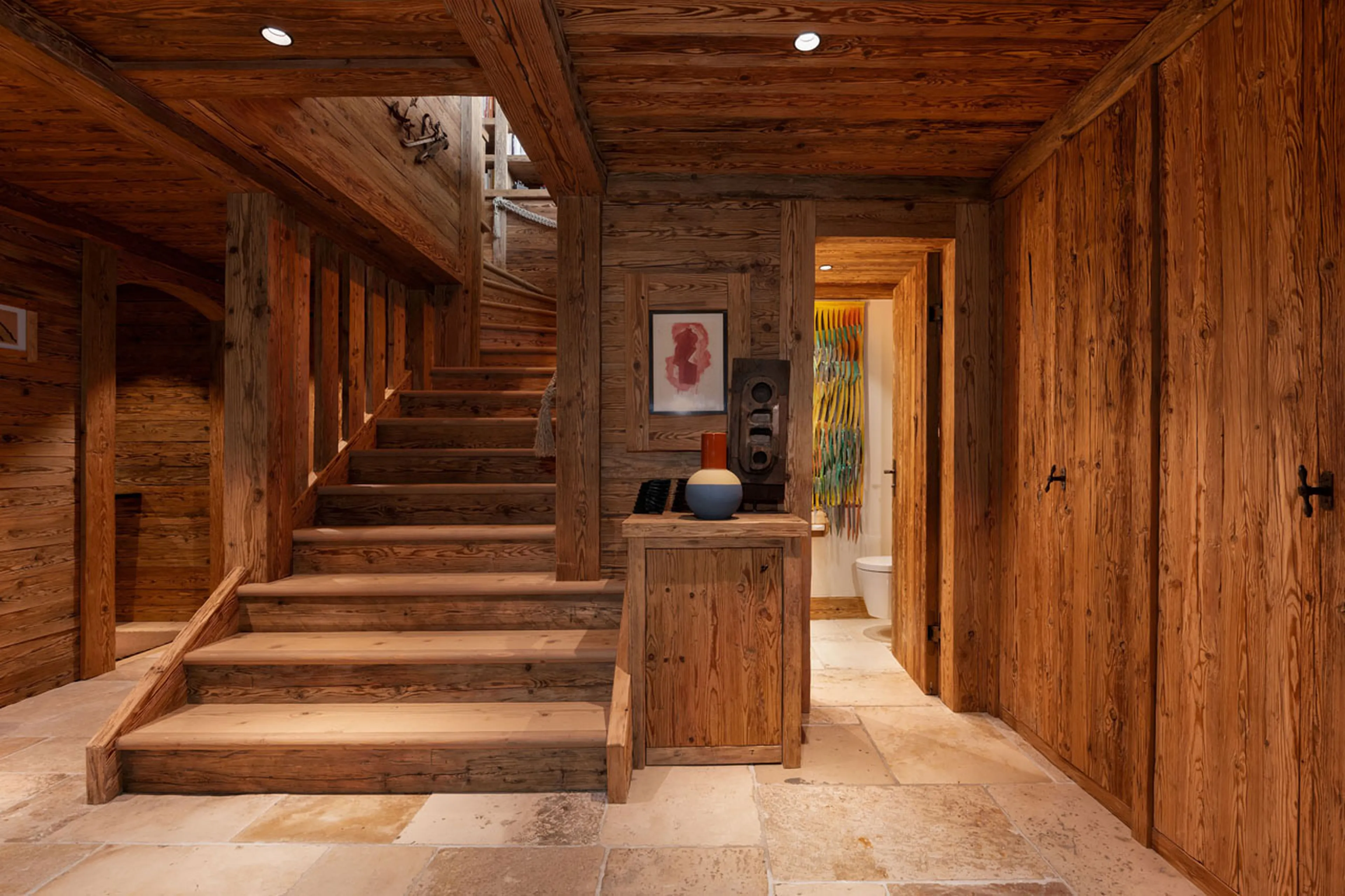 Entrance hall and staircase at Alex Penthouse in Verbier