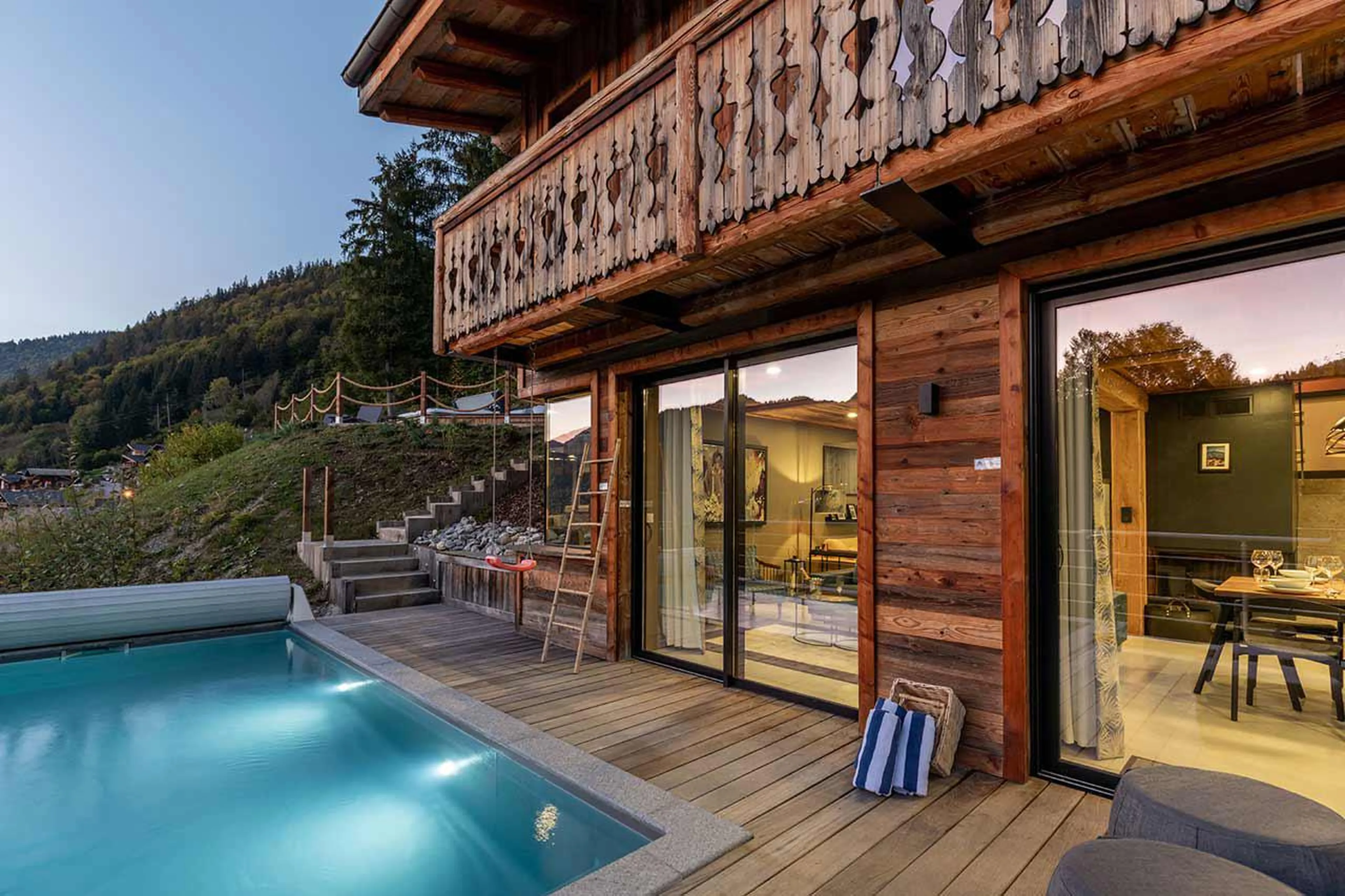 Outdoor swimming pool at Alpine Retreat in Morzine