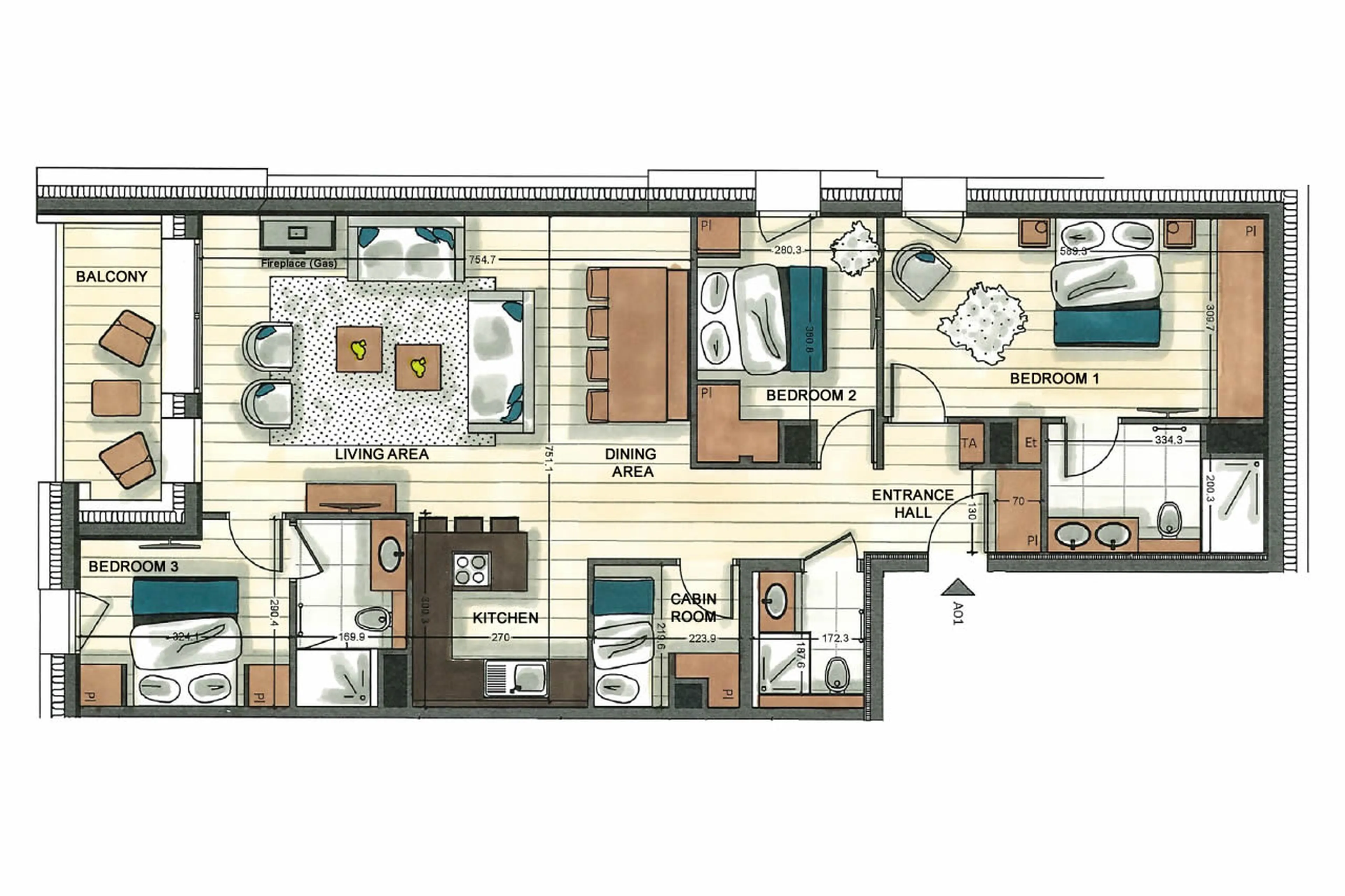 Floor plan of Apartment Vail Lodge A01 in Val d'Isere