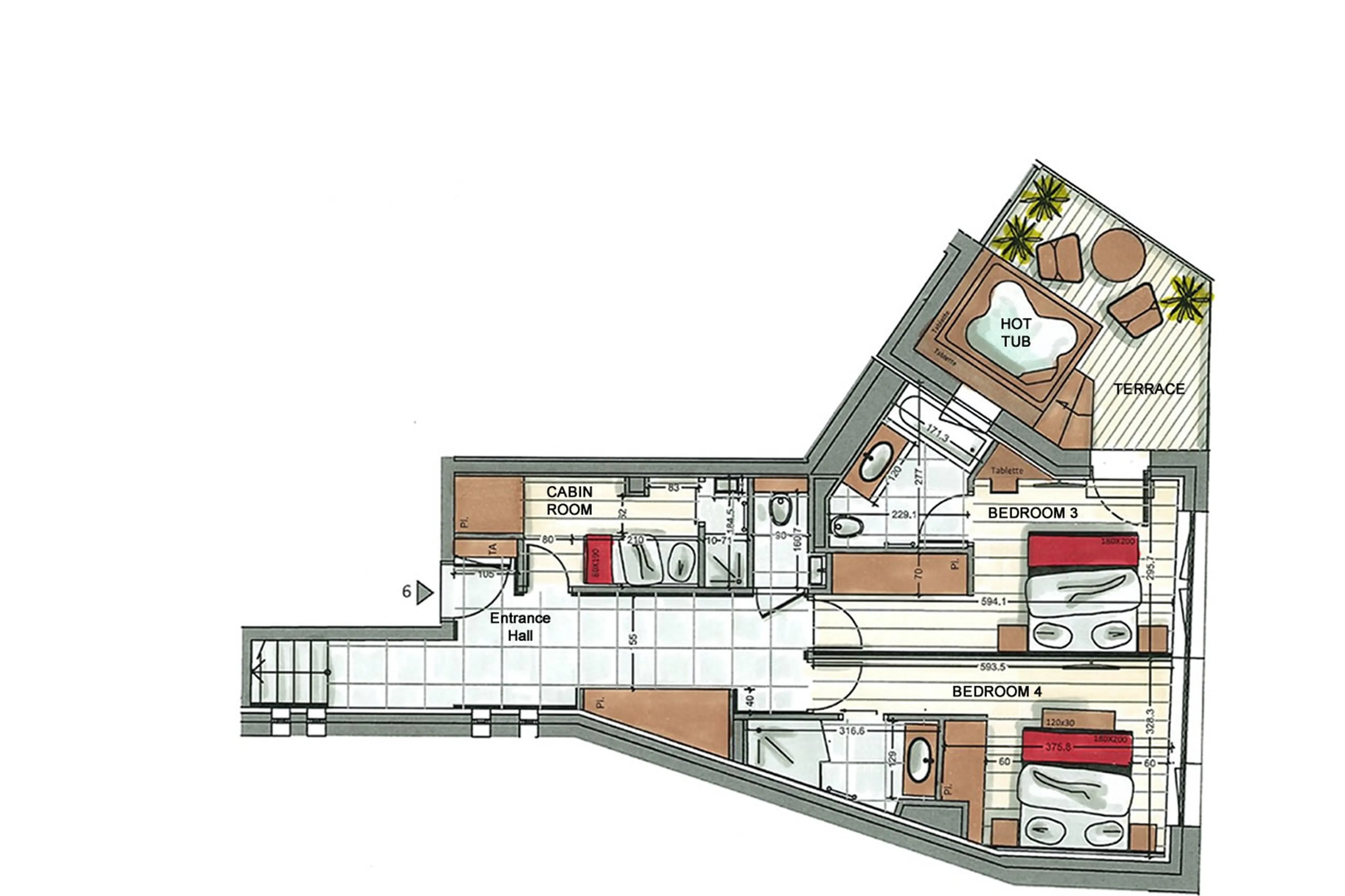 Lower level floor plan of Apartment Alaska Lodge 4