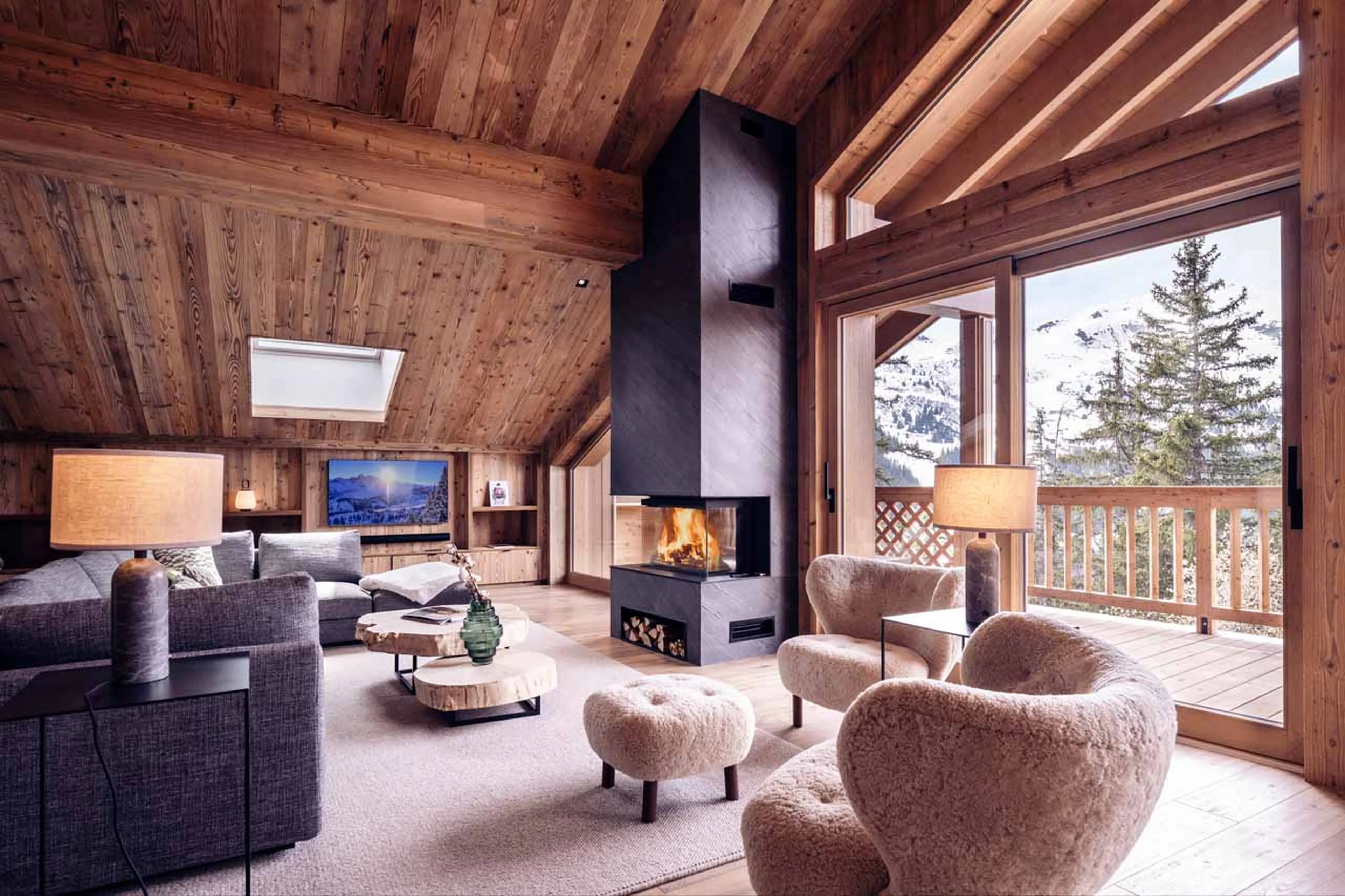 Living area balcony access at Apartment Antares Orion 301 in Meribel