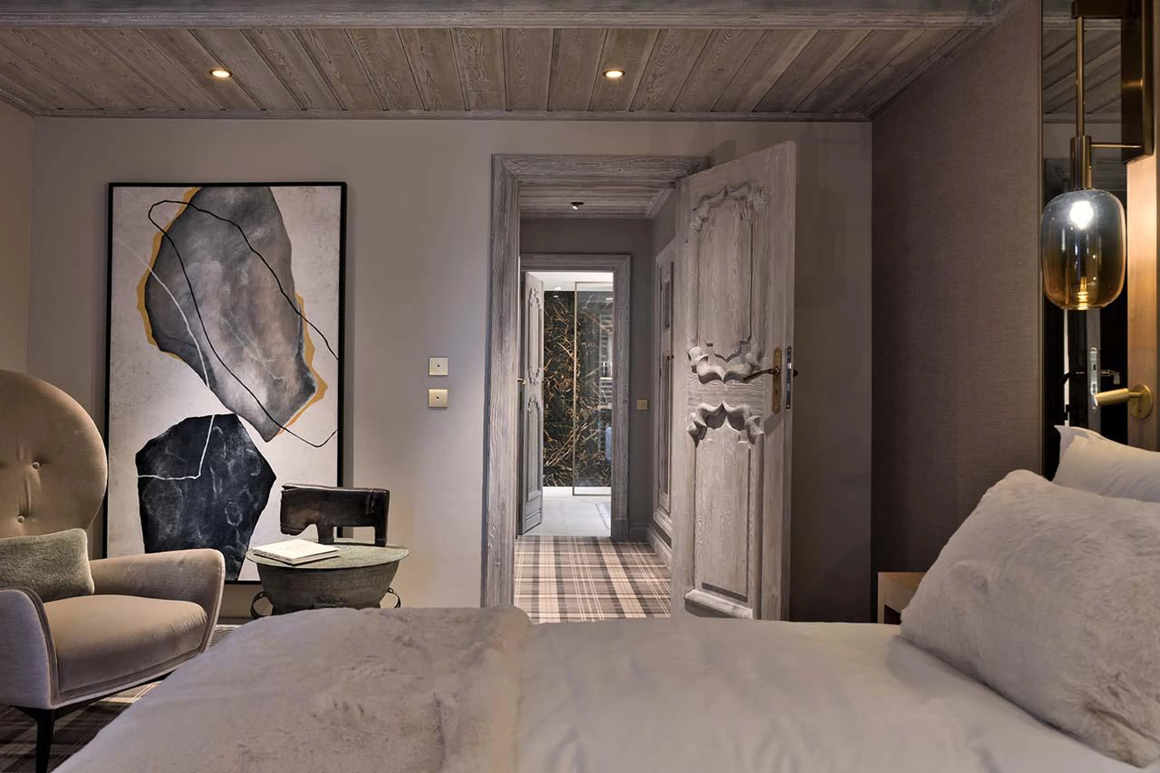 Spacious double bedroom at Apartment Ariondaz in Courchevel 1850