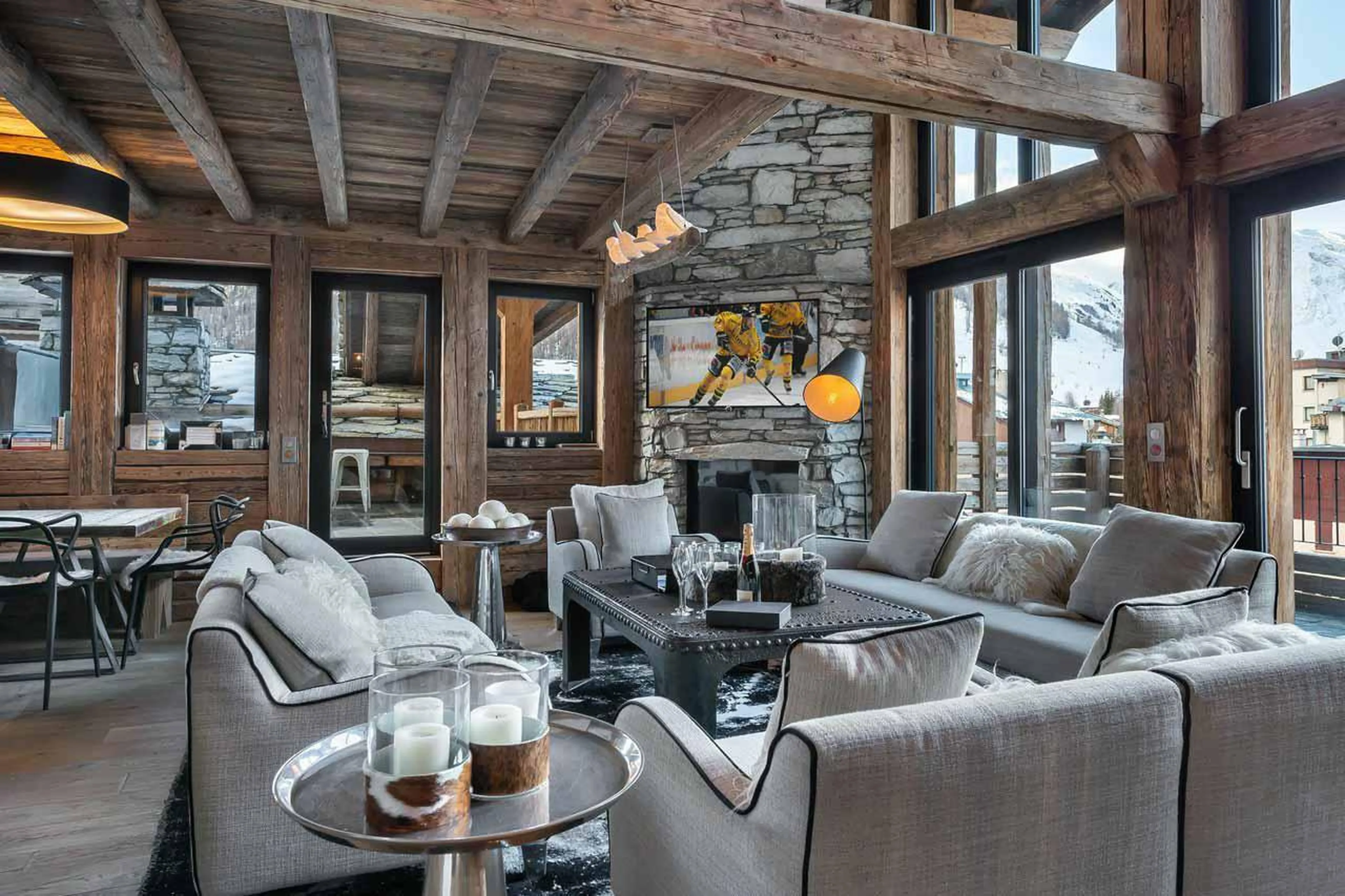 Terrace access from living room of Chalet Artemis in Val d'Isere