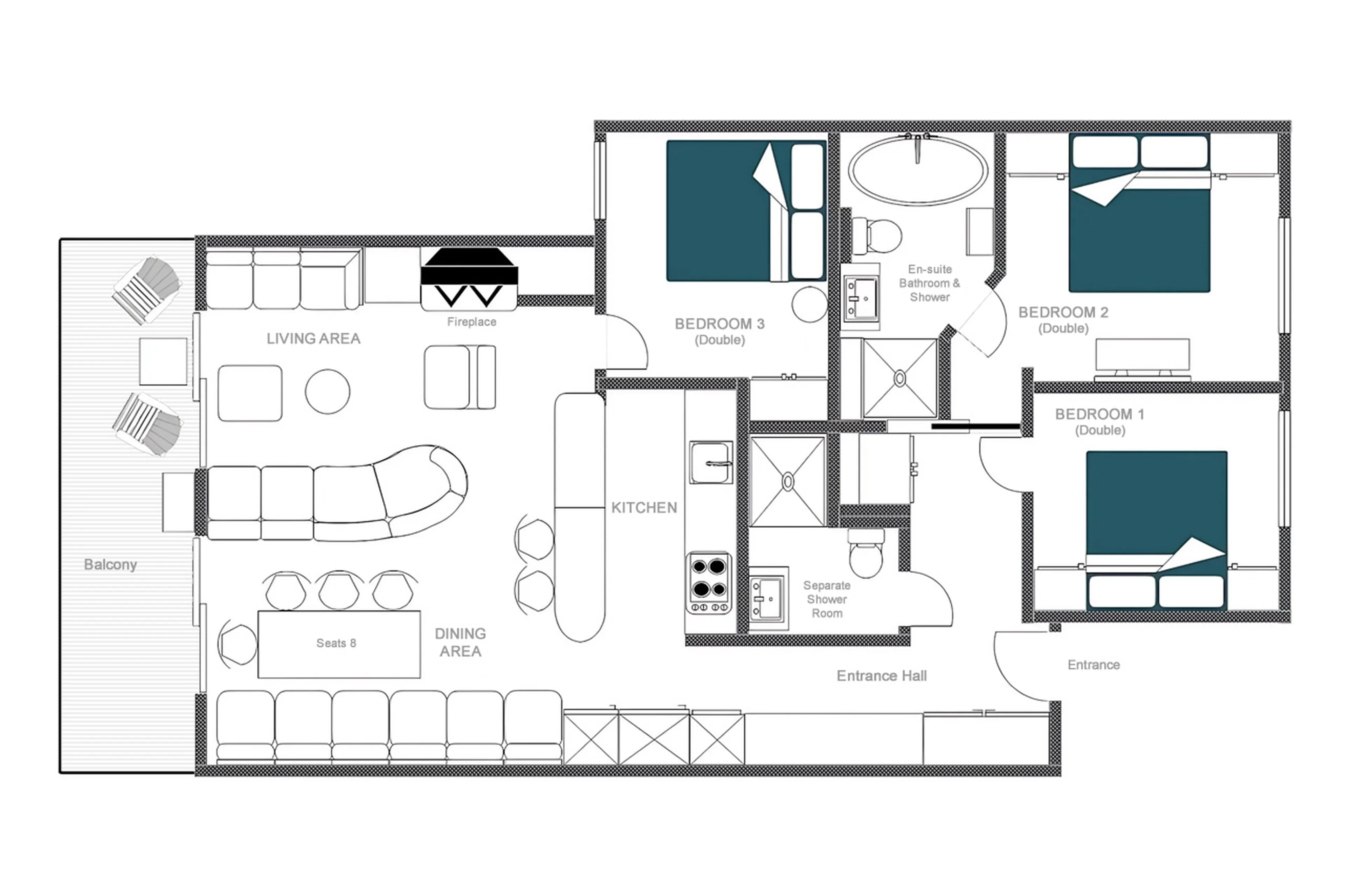 Floor plan of Apartment Bisous Bisous in Verbier