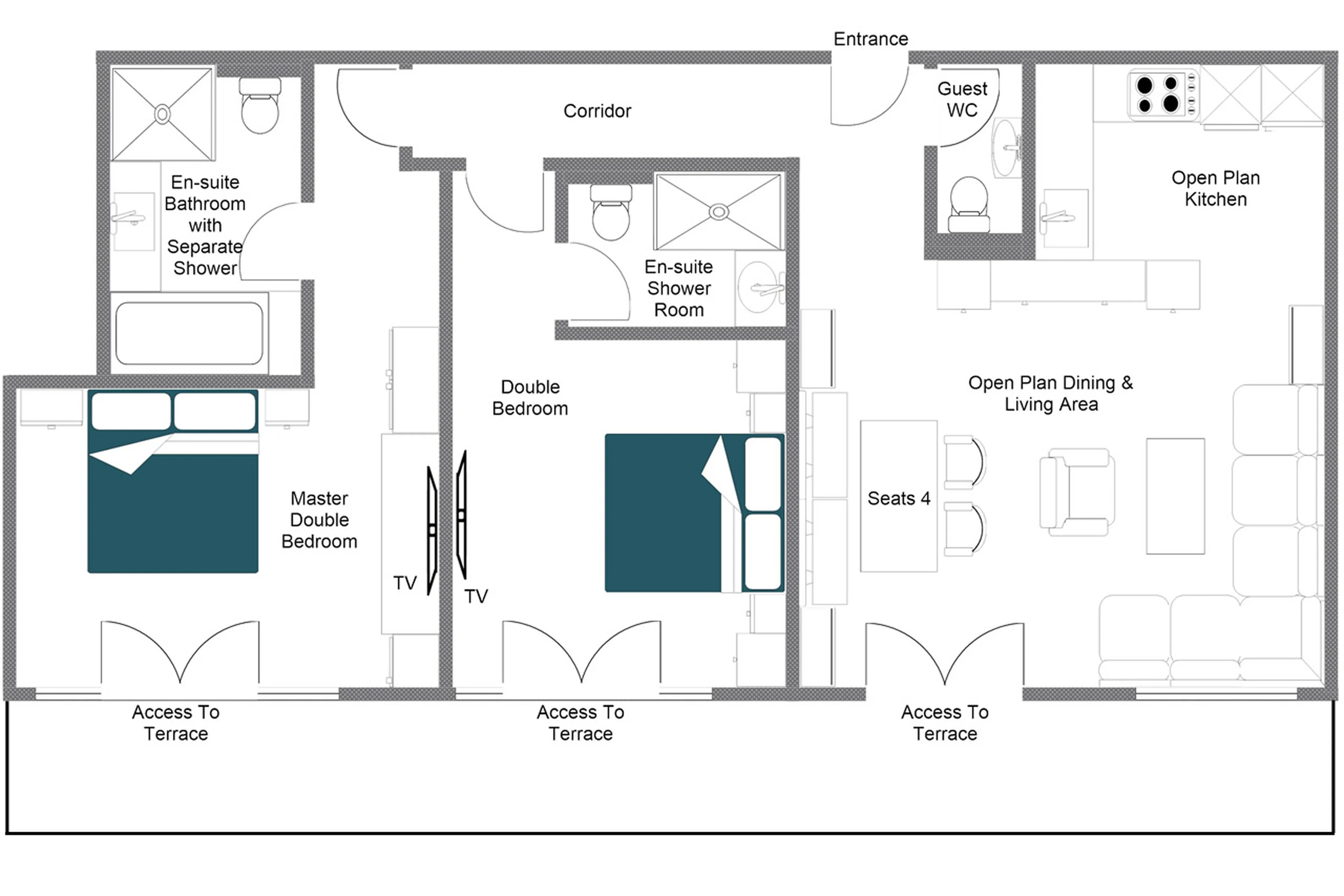 Level 0 floor plan of Apartment Brunnenhof 1 in Lech