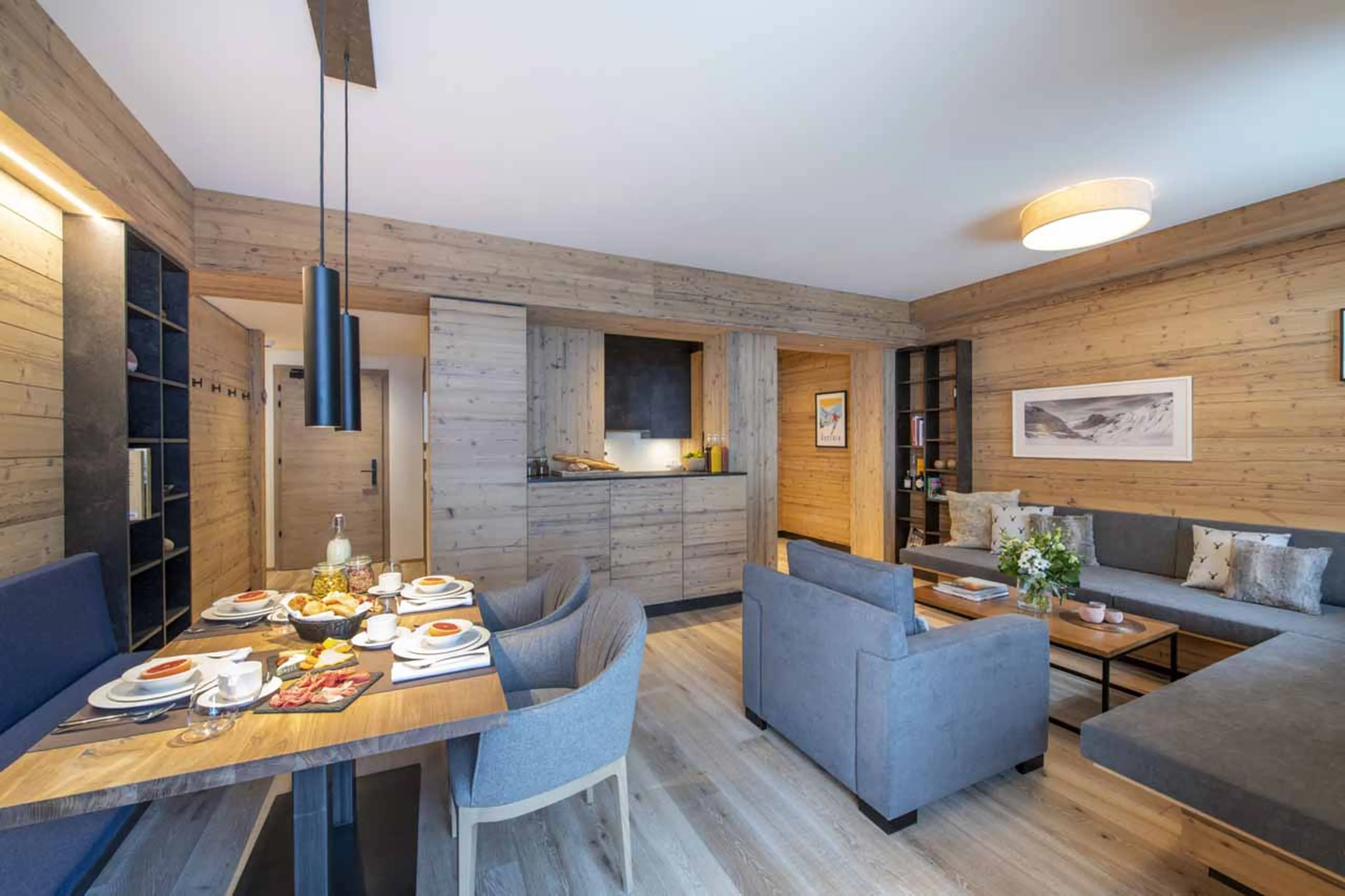 Open plan living area of Apartment Brunnenhof 1 in Lech