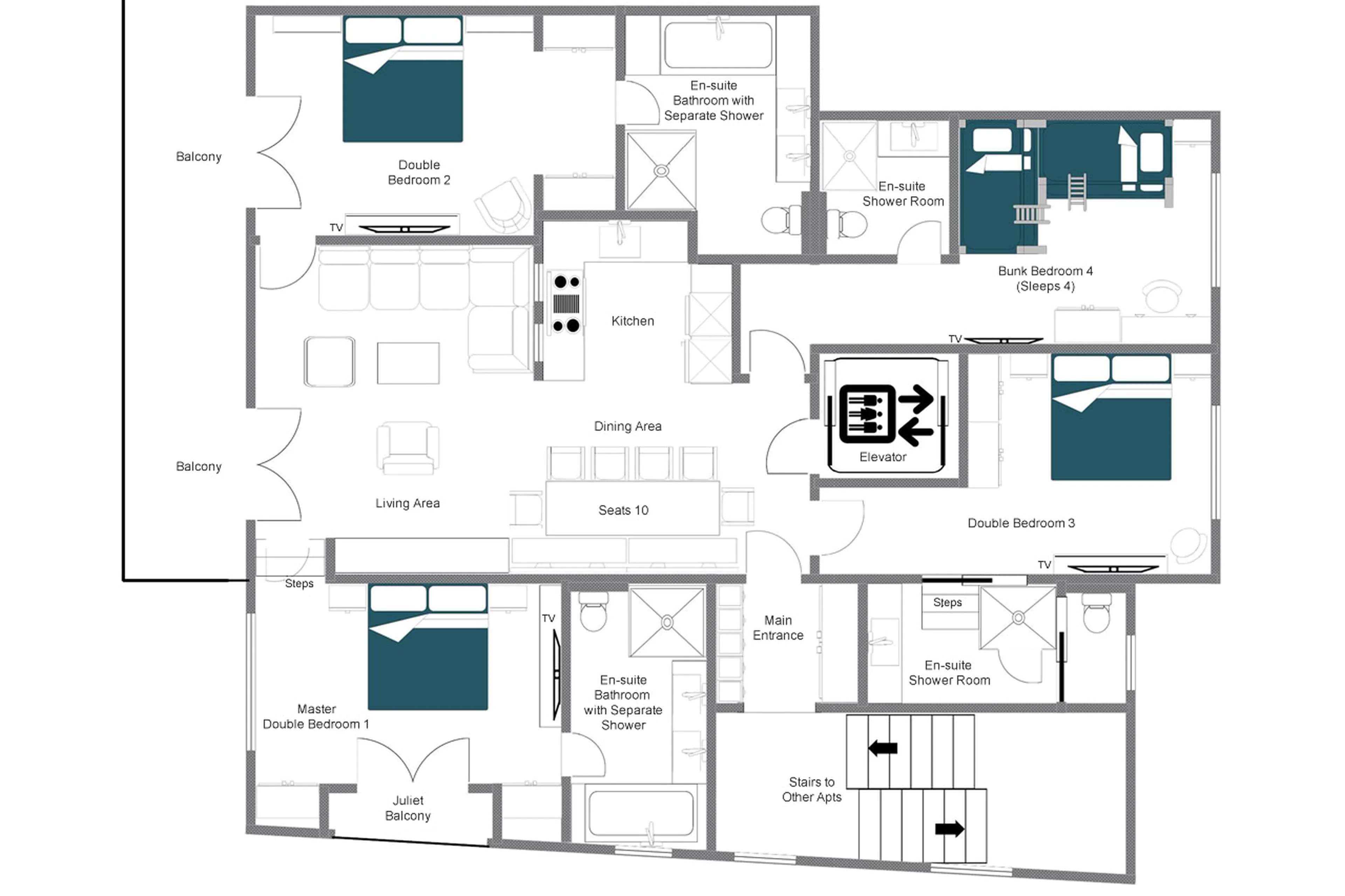 Floor plan of Apartment Brunnenhof 10 in Lech
