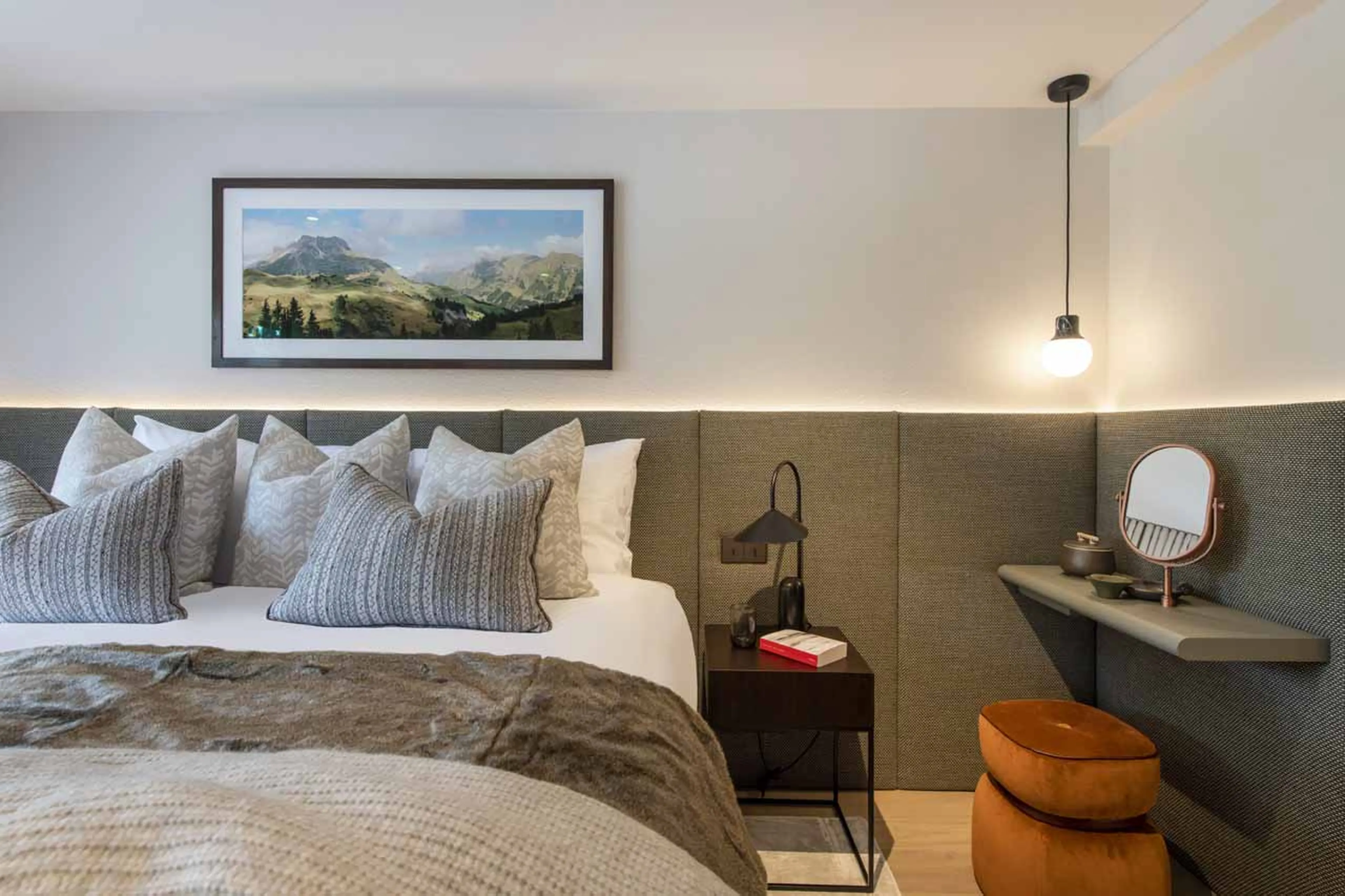 Twin/double bed at Apartment Brunnenhof 12 in Lech