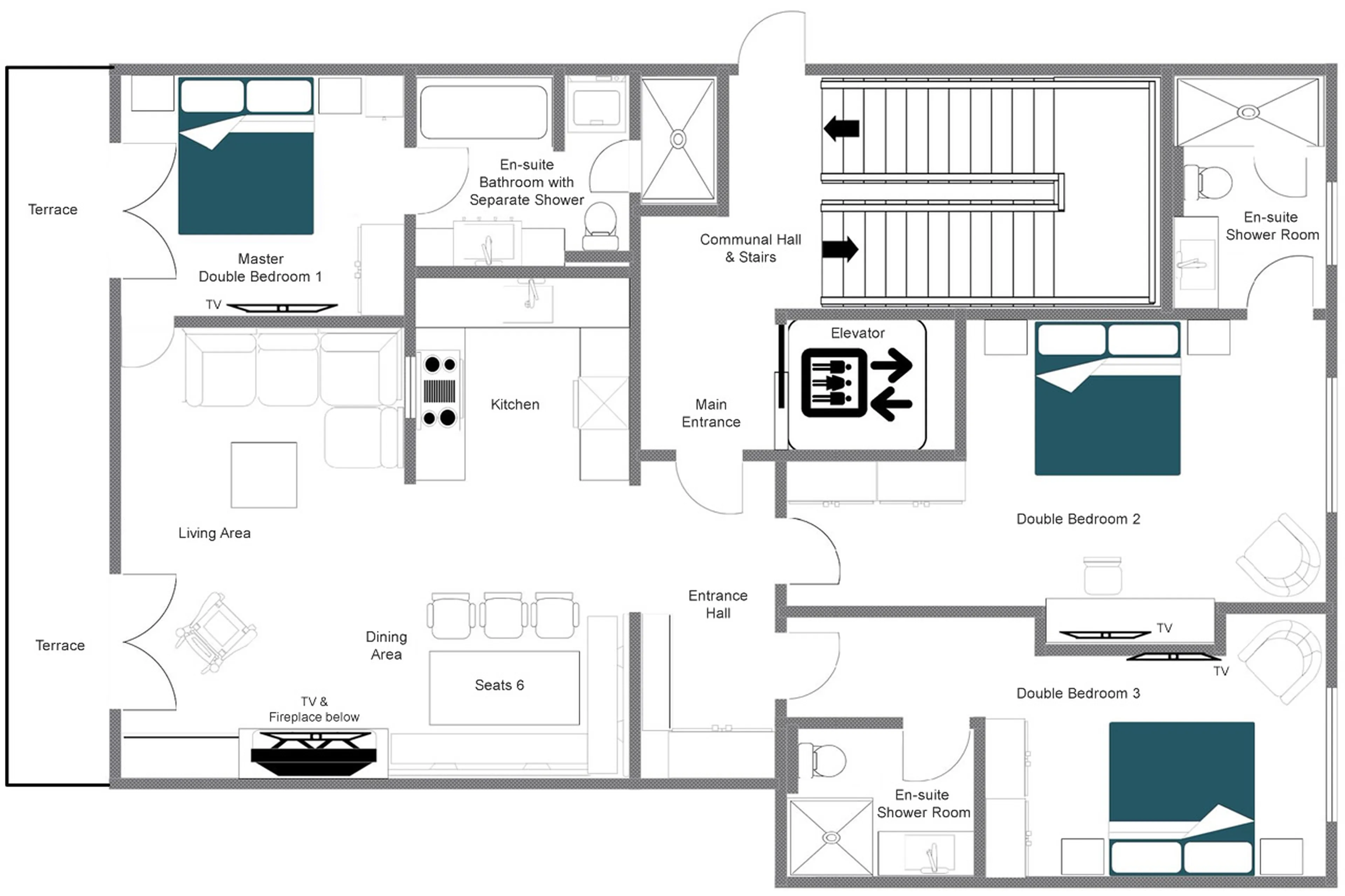 Floor plan of Apartment Brunnenhof 5 in Lech