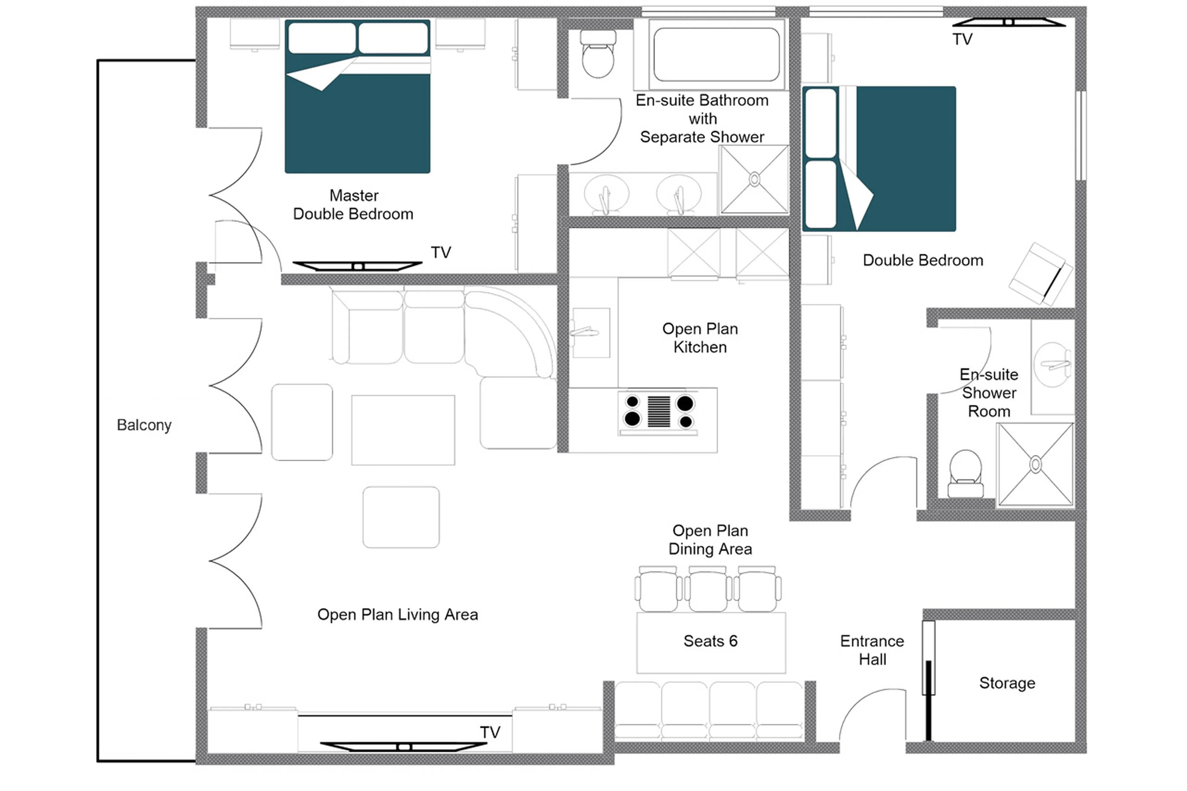 Level 2 floor plan of Apartment Brunnenhof 7 in Lech