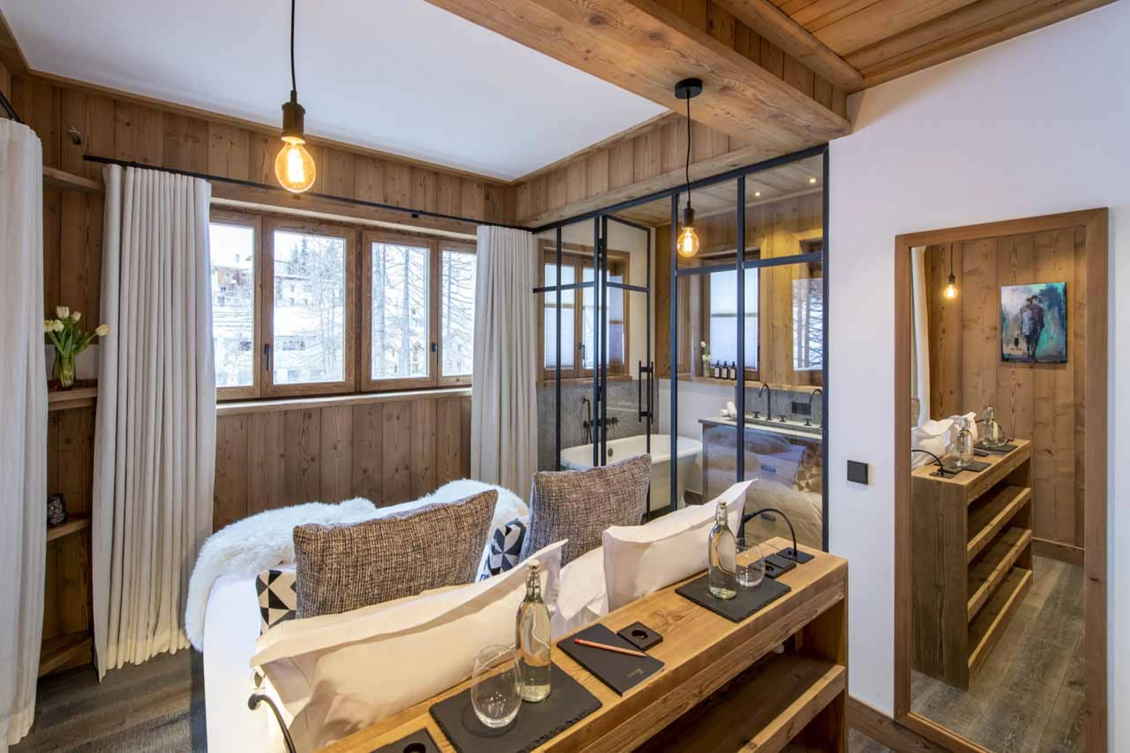 Mountain views from master bedroom at Apartment Cala 201 in Val d'Isere