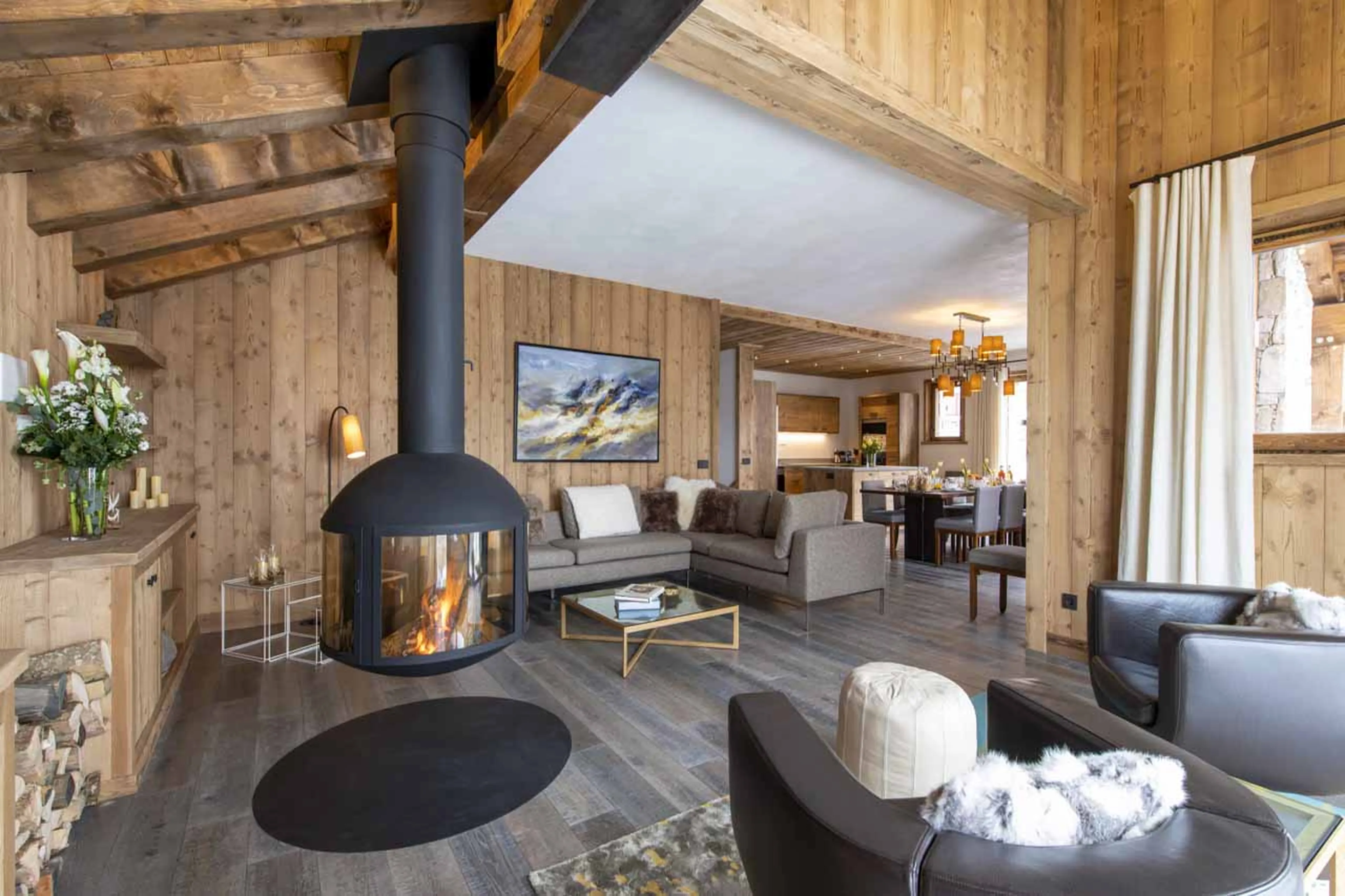 Fireplace at Apartment Cala 201 in Val d'Isere