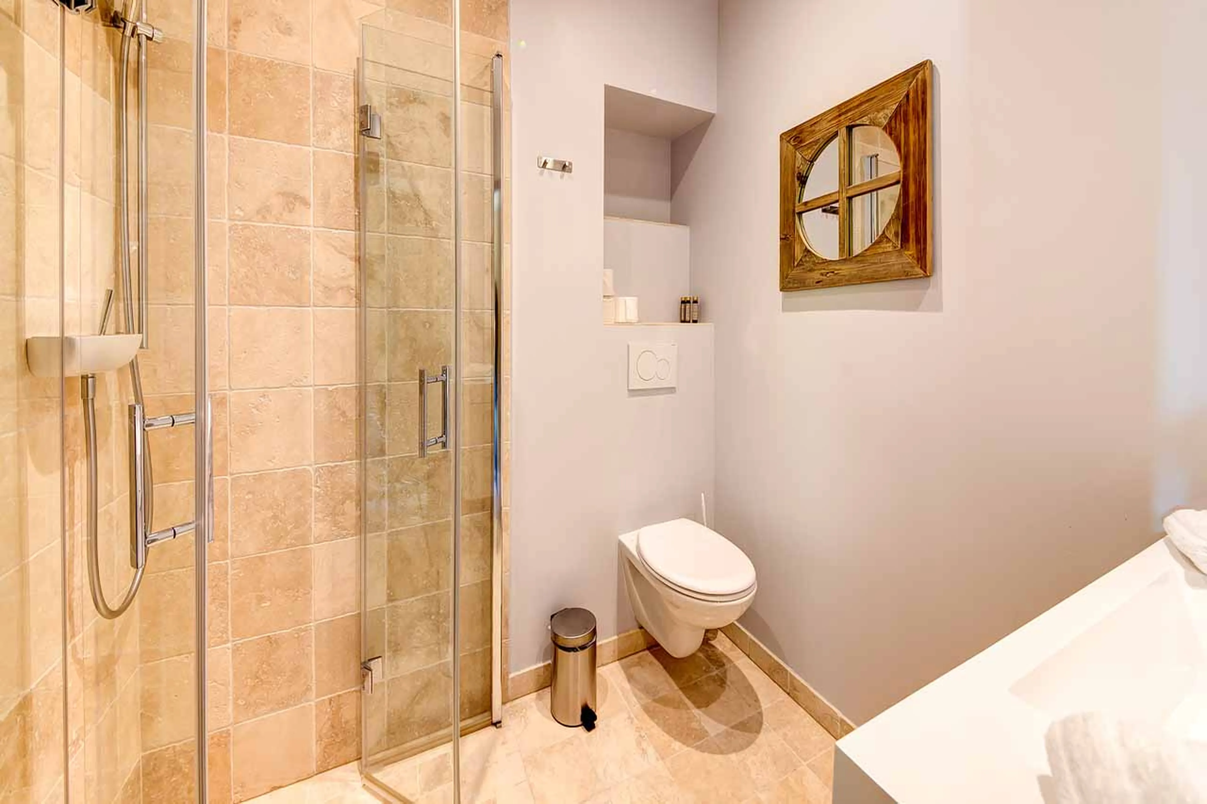 En-suite shower room at Apartment Centrale in Verbier