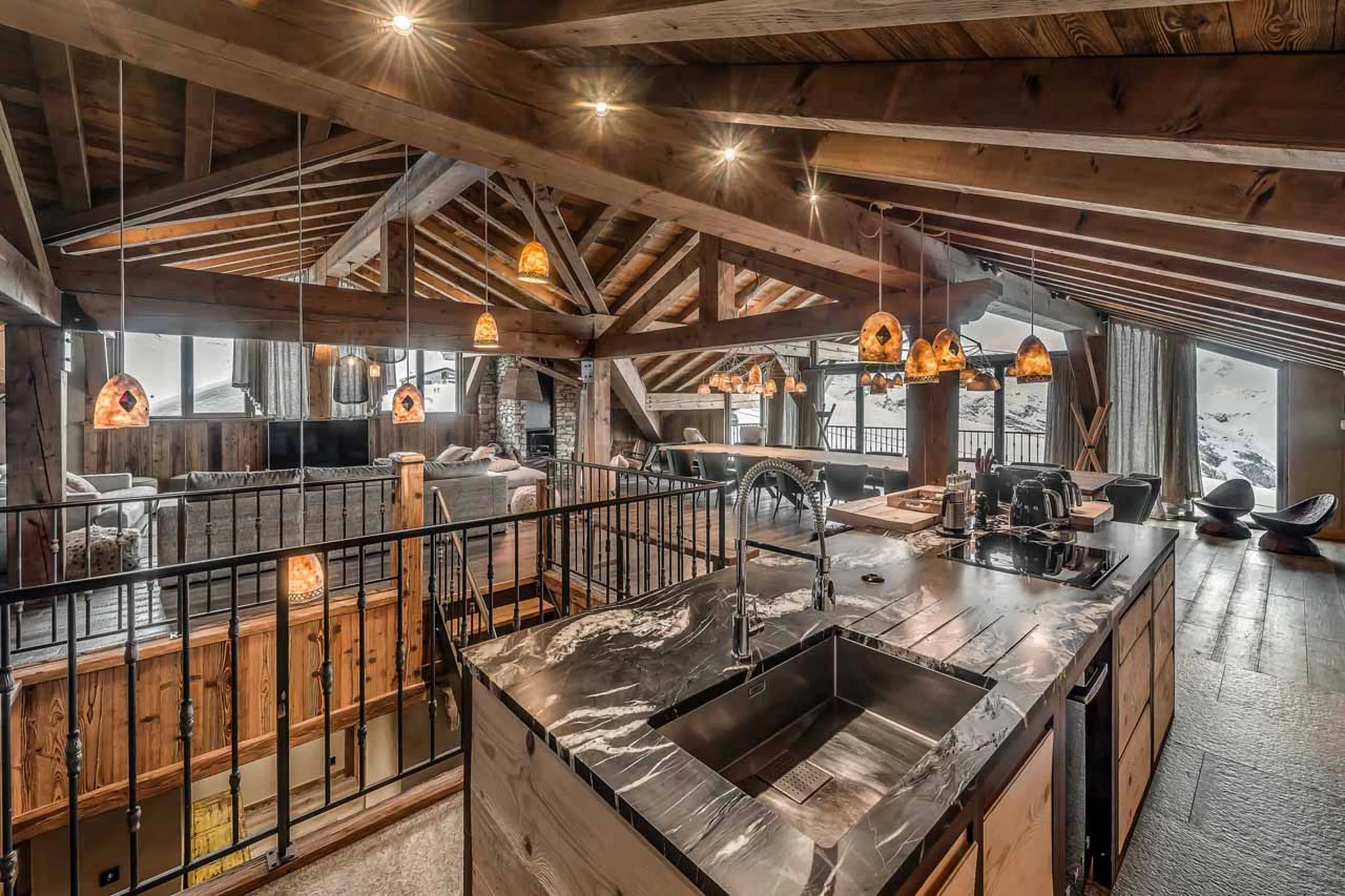 Open fitted kitchen at Apartment Charvet in Val d'Isere