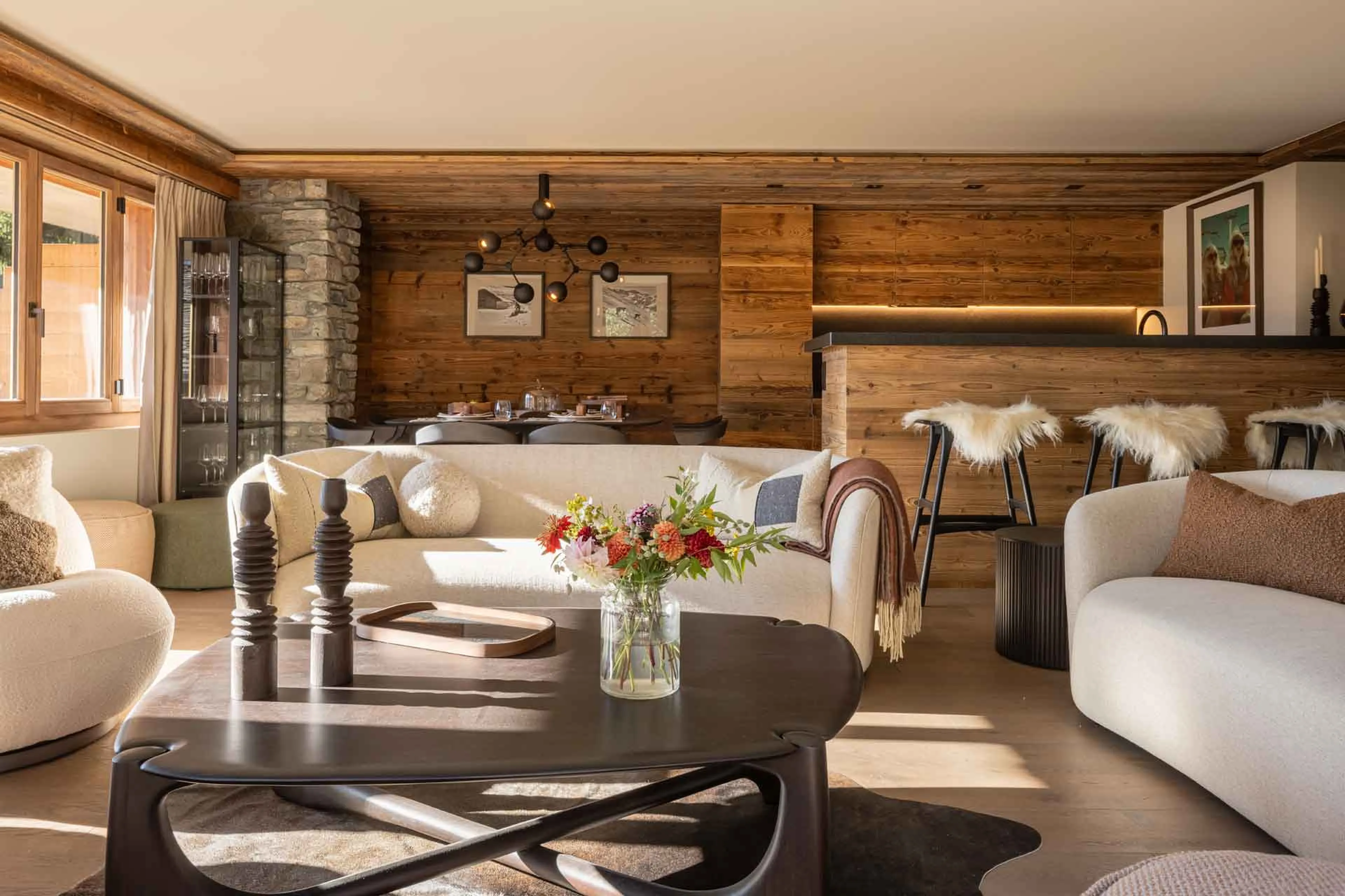 Open plan living area at Apartment Corbettaz in Verbier