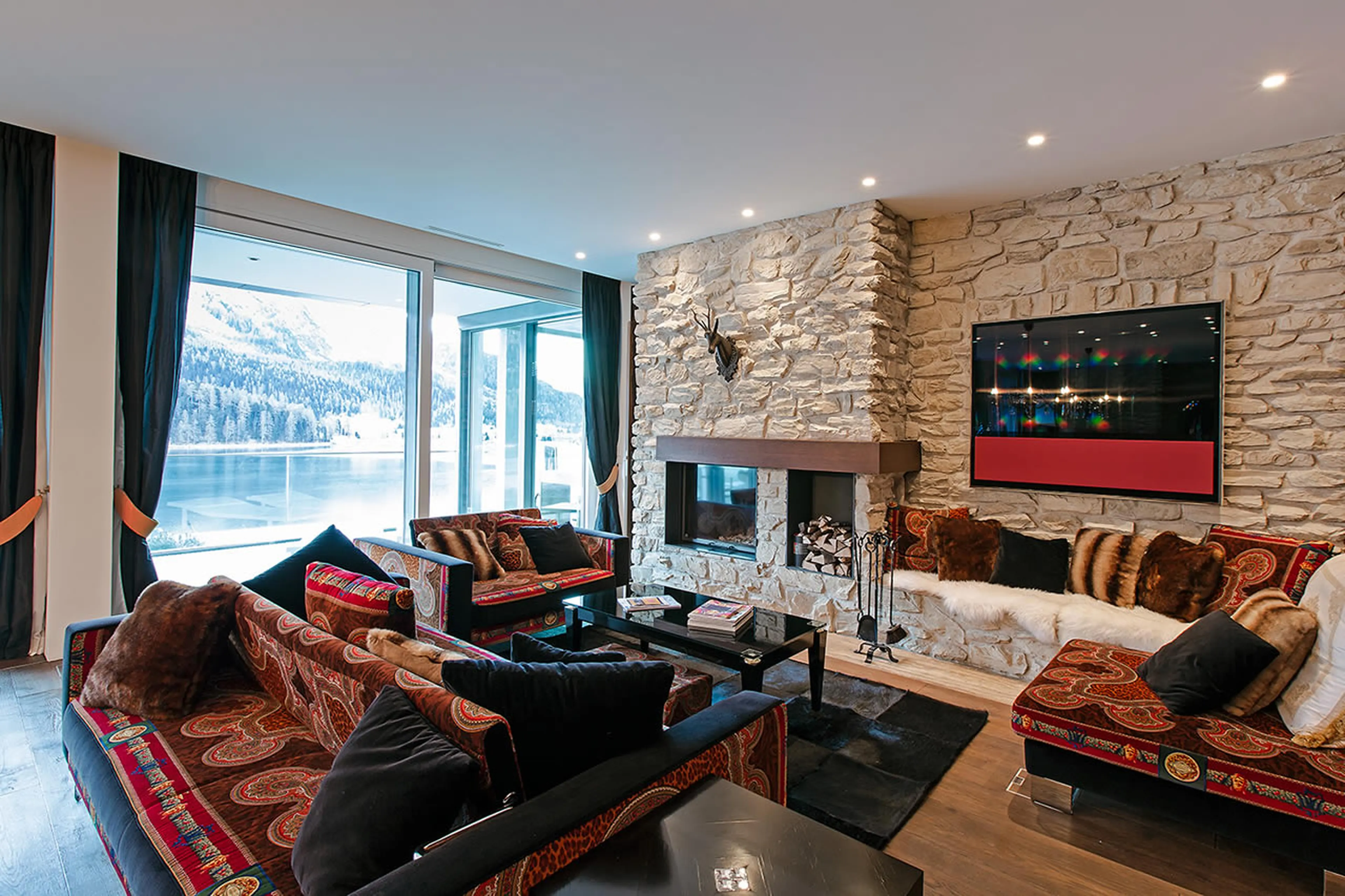 Balcony off living area of Apartment Giuliani in St Moritz