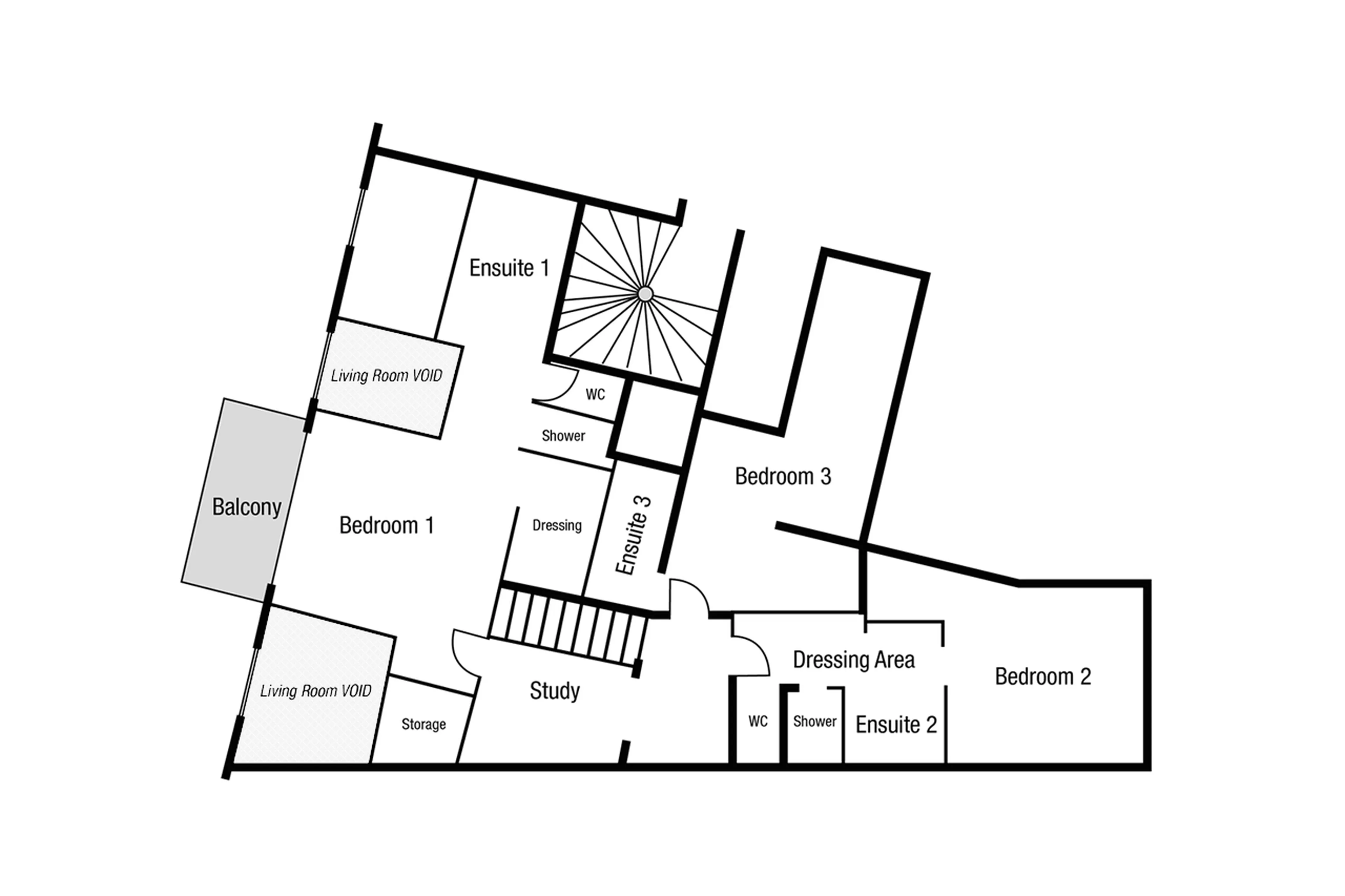 Upper level floor plan of Etoile Filante in Val d'Isere