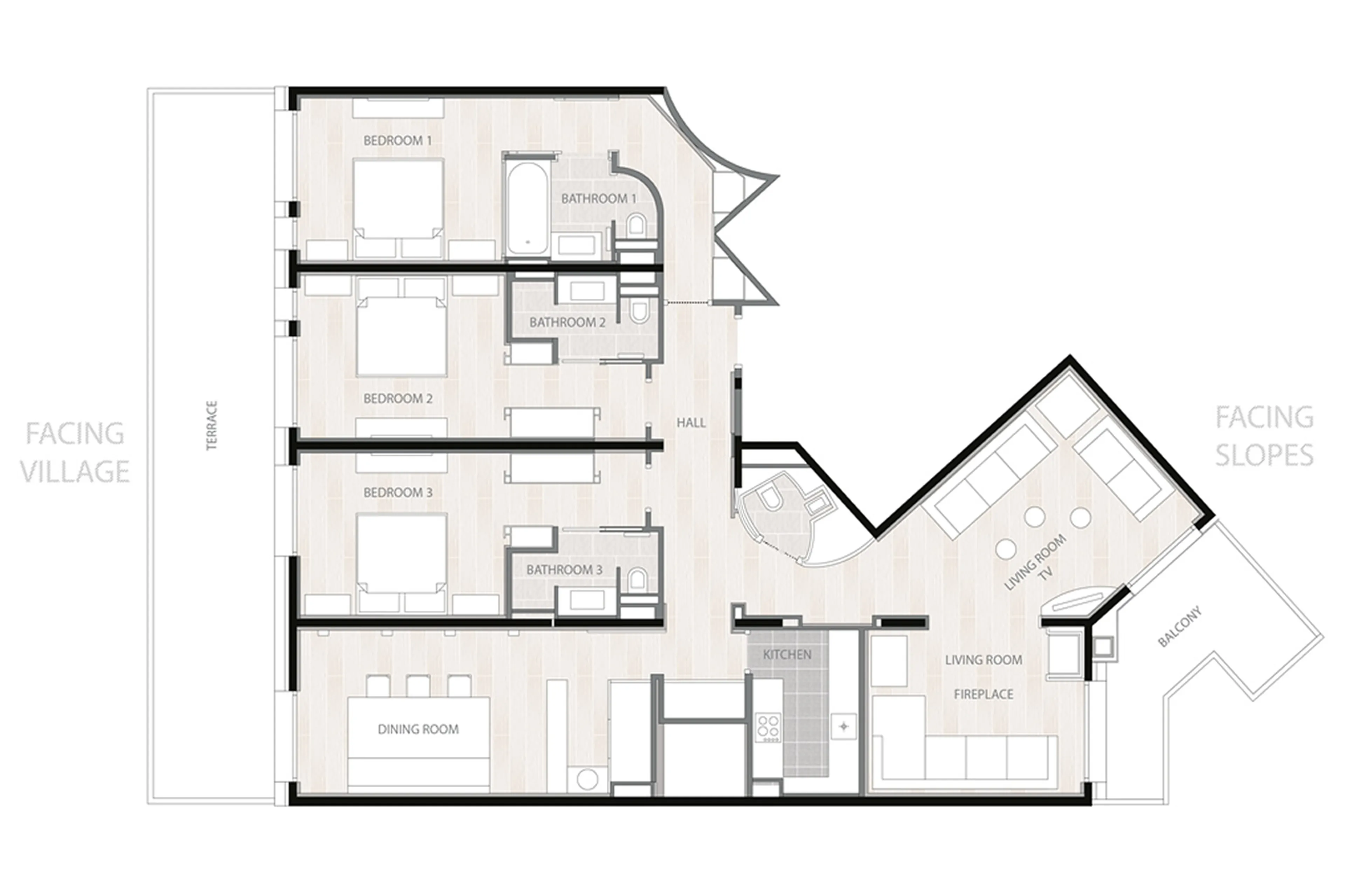 Floor plan of Apartment Garnet in Courchevel 1850