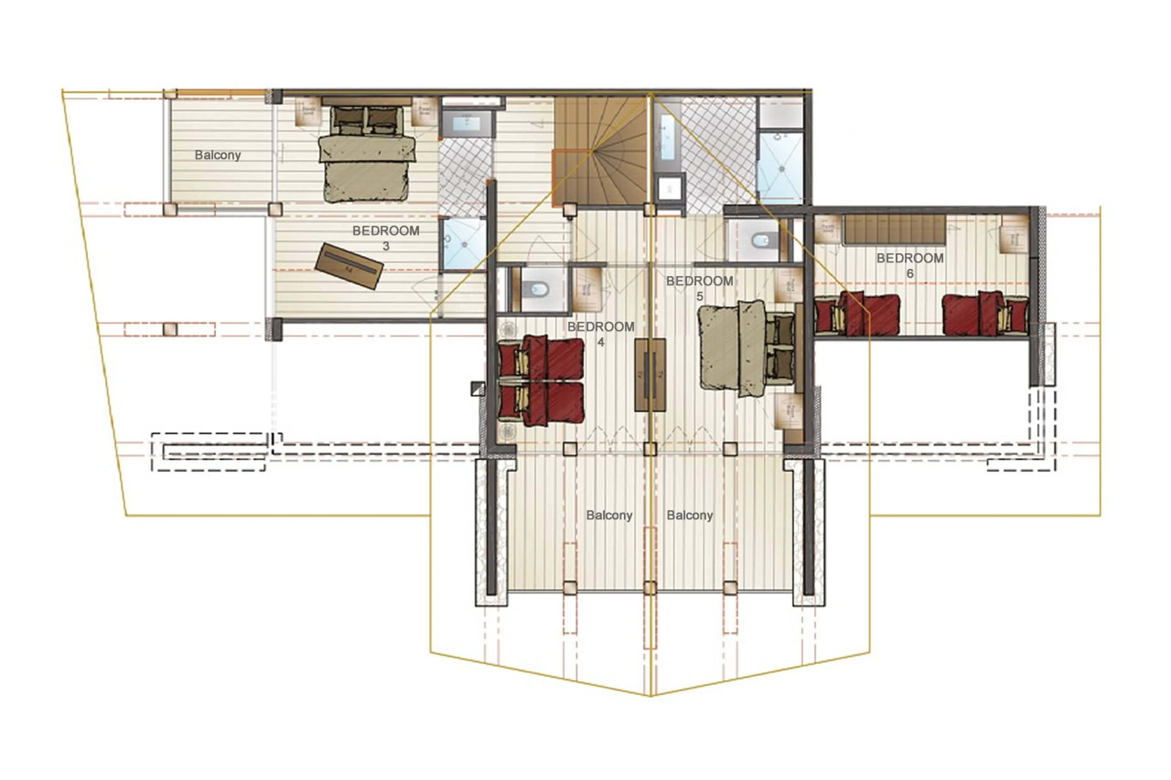 Top level floor plan of Apartment Glacier in Val d'Isere