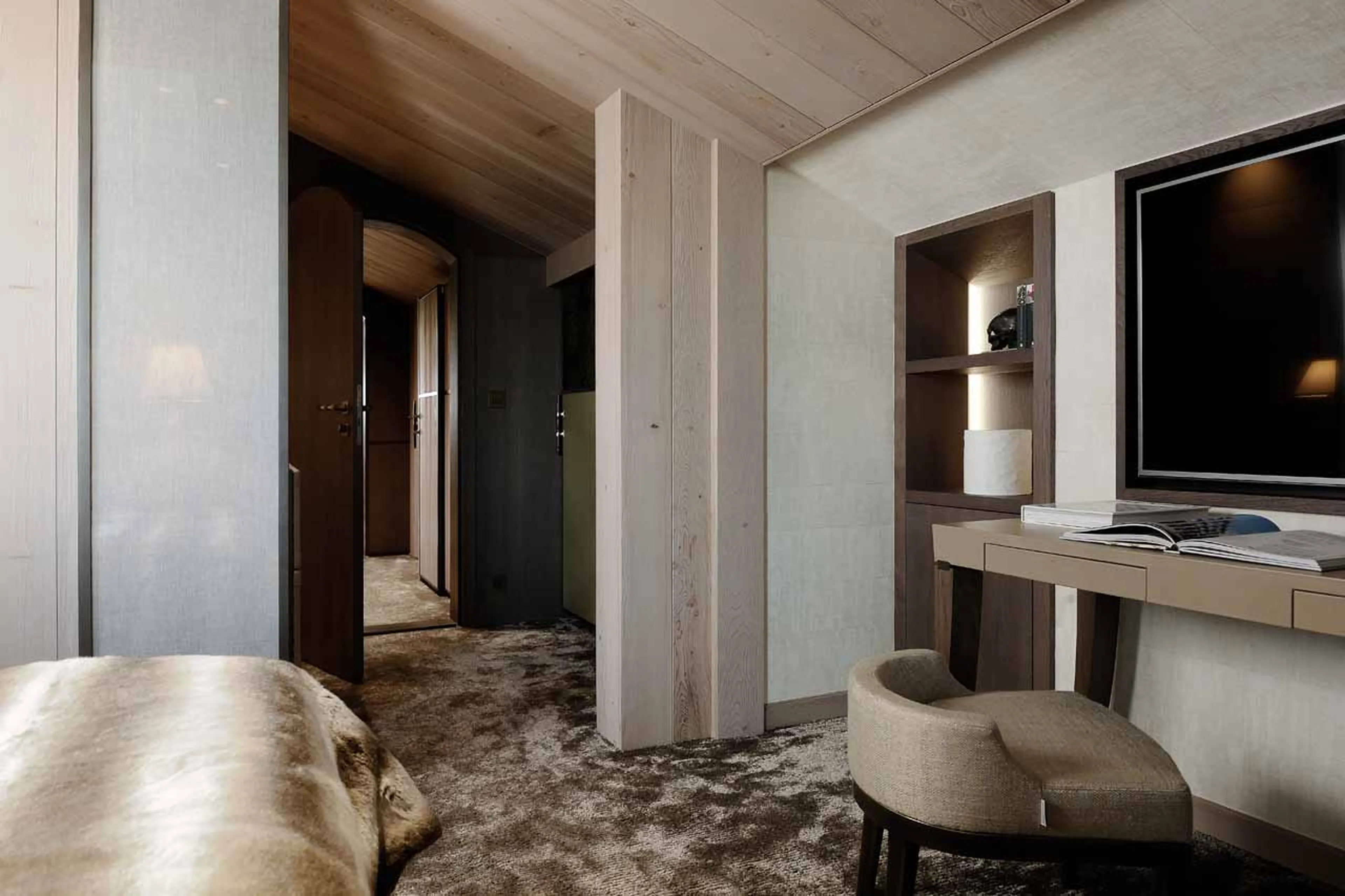 TV in bedroom at Apartment L’Empyrée 1850 in Courchevel 1850