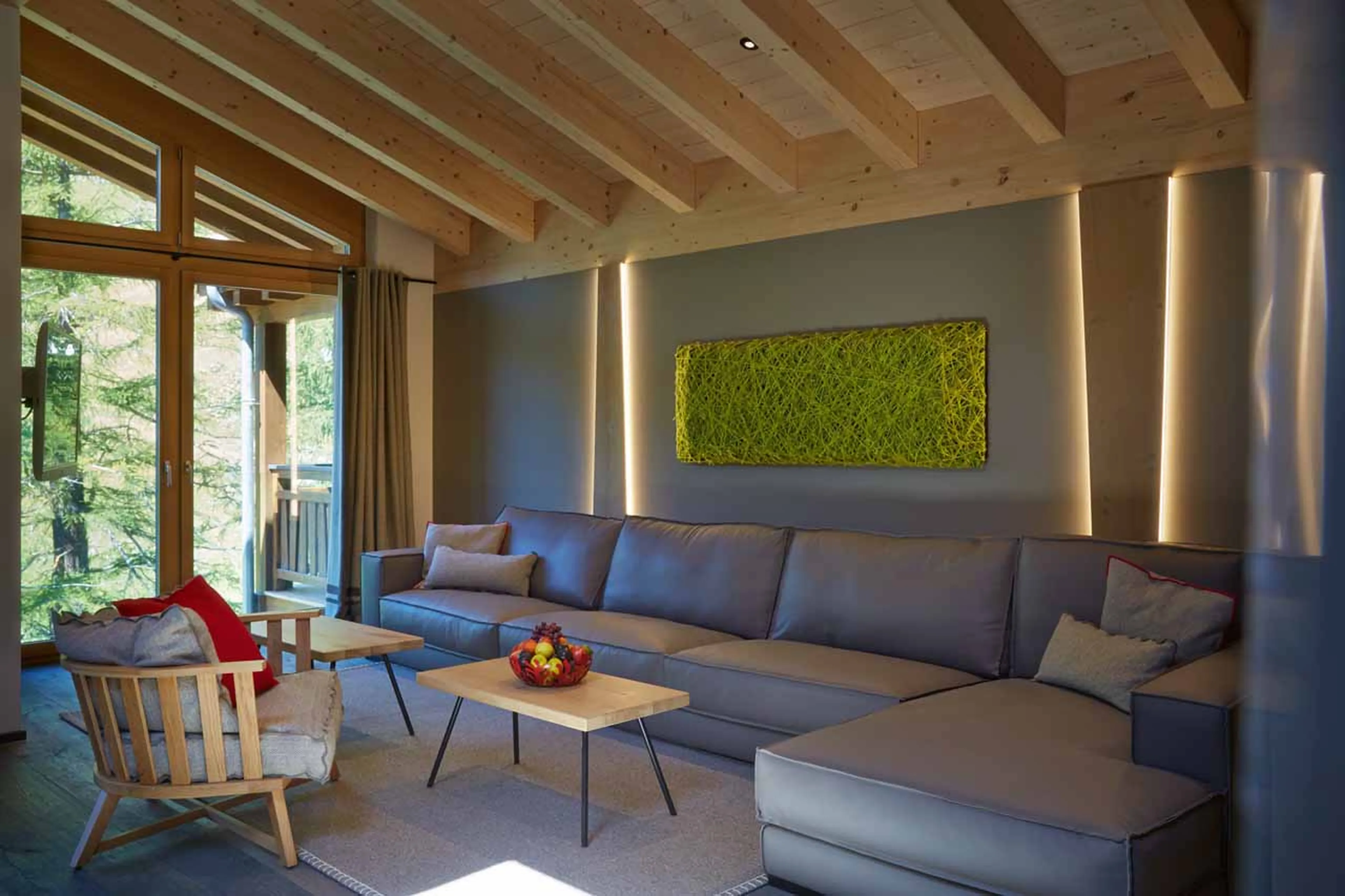 Open plan living area of Apartment Idyll in Zermatt