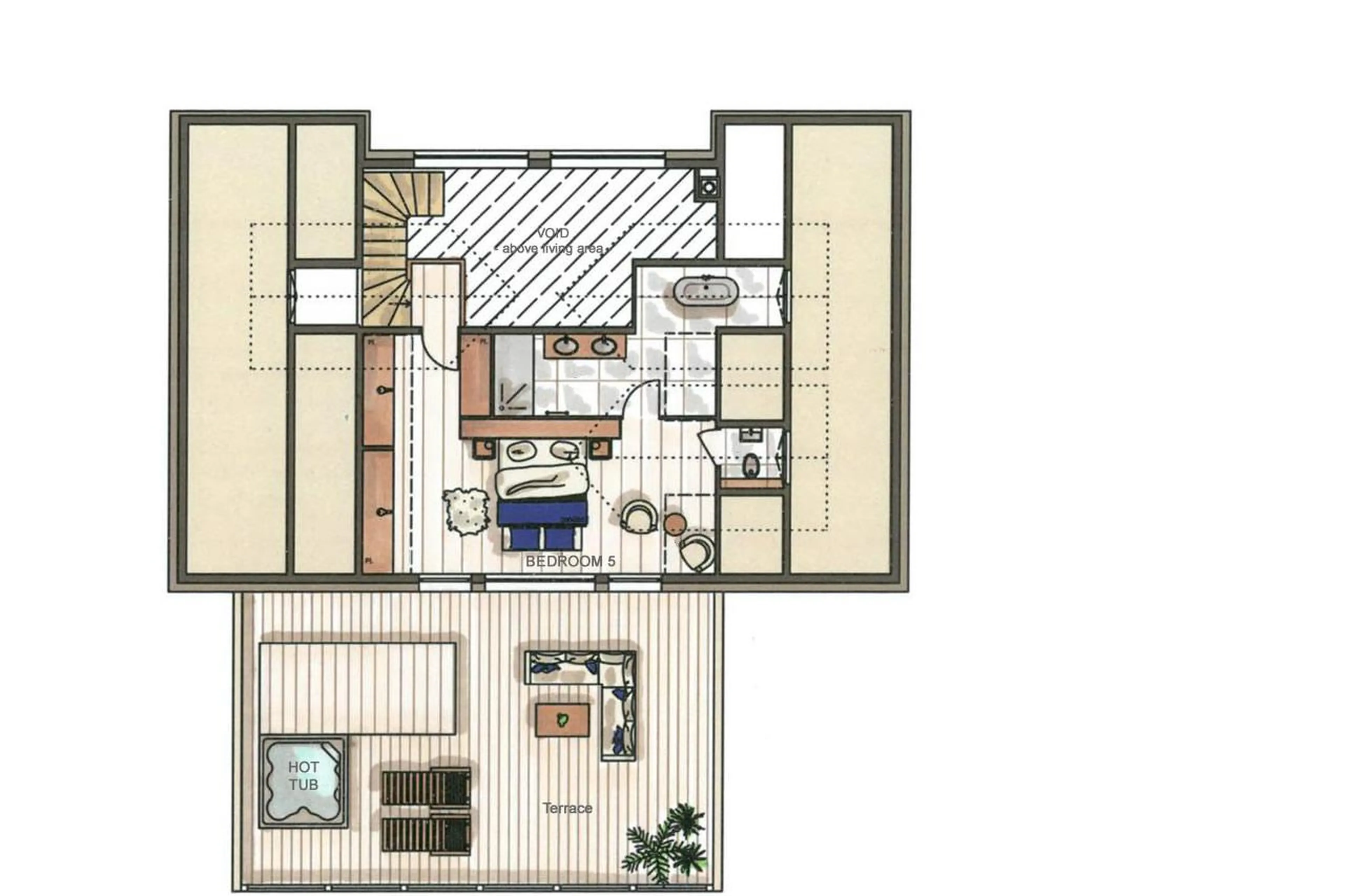 Top level floor plan of Apartment Kinabalu Courchevel 1650