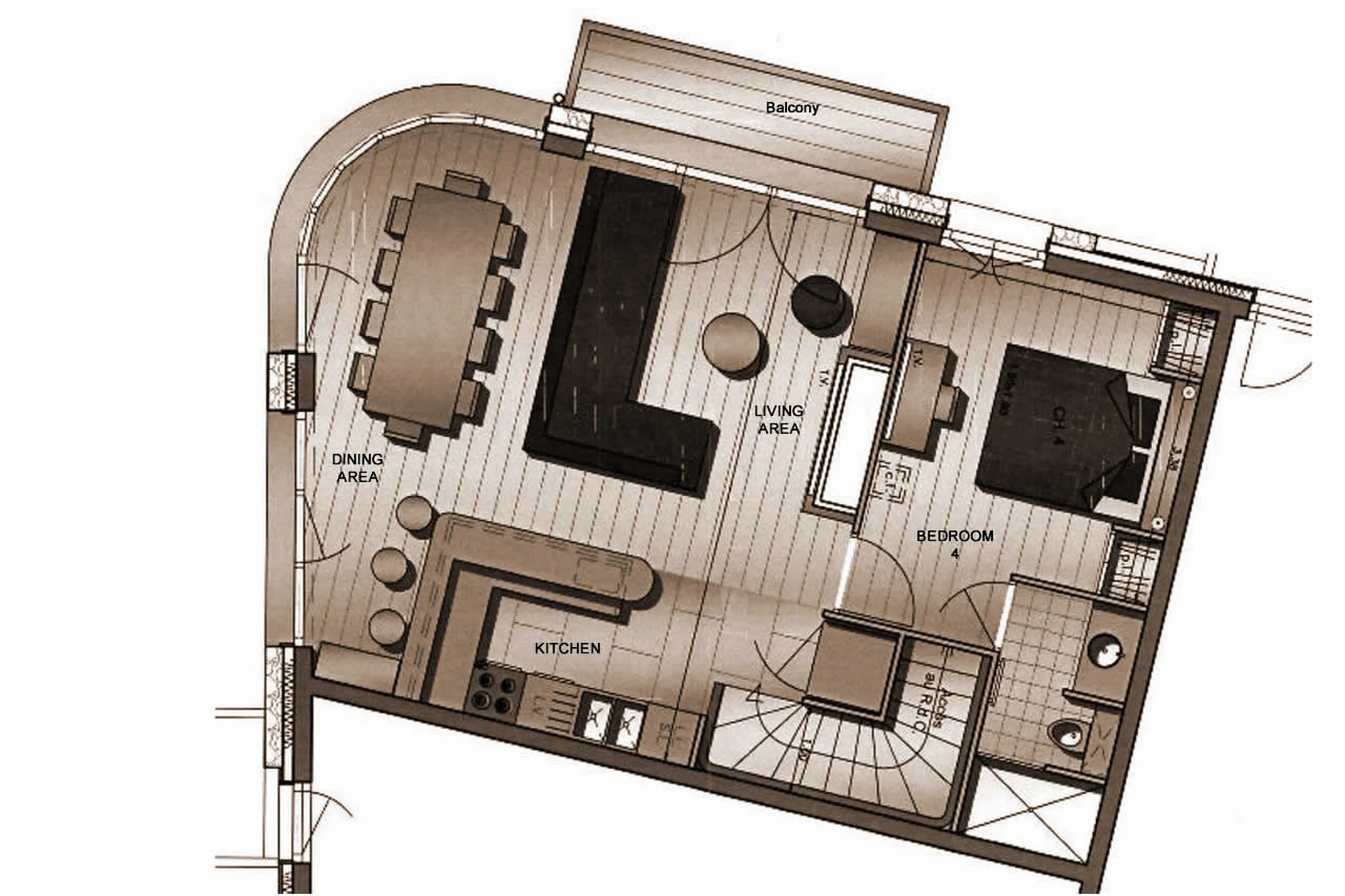Level 1 floor plan of Duplex La Canadienne No 2
