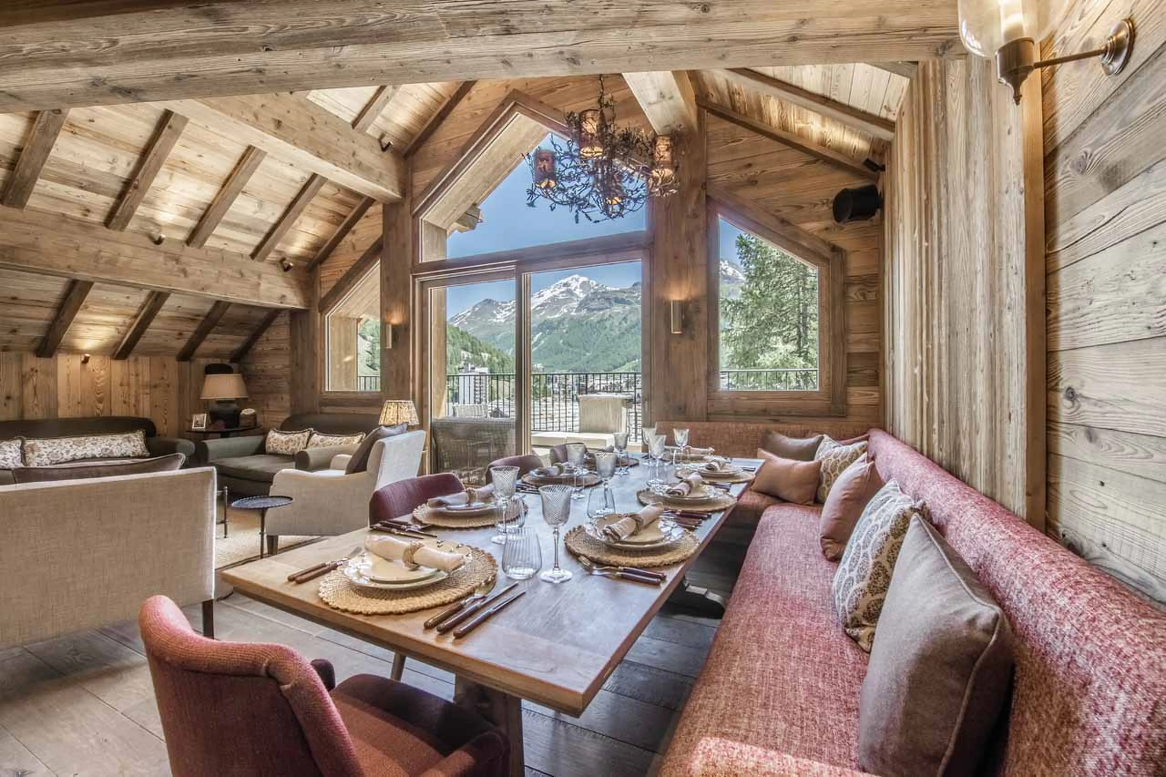 Dining table and view at Apartment La Gelinotte in Val d'Isere