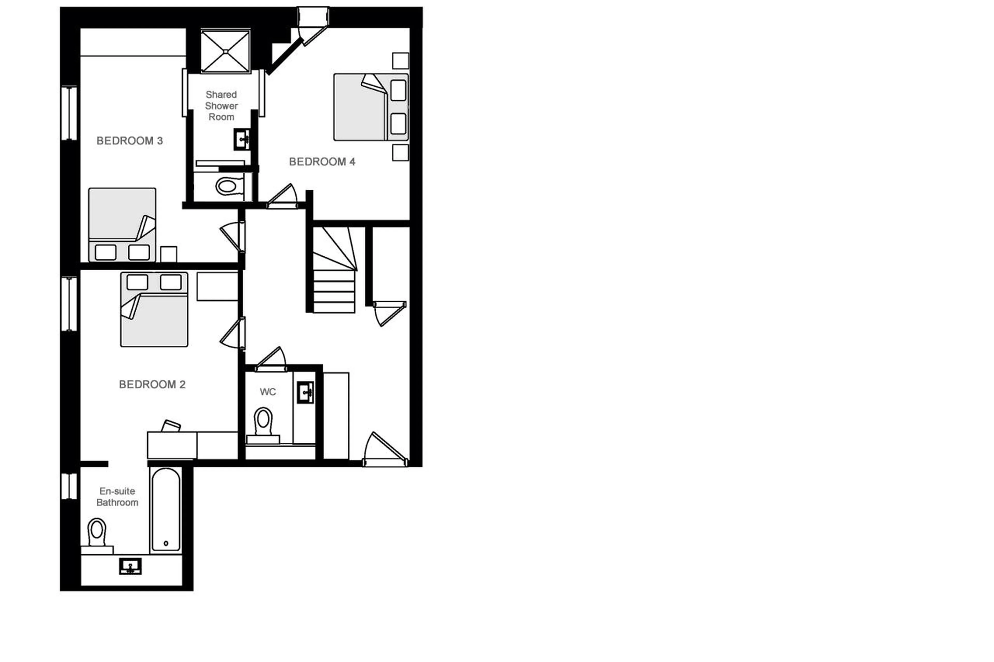 Lower level (on fourth floor of building) of Apartment Le Cygne in Meribel