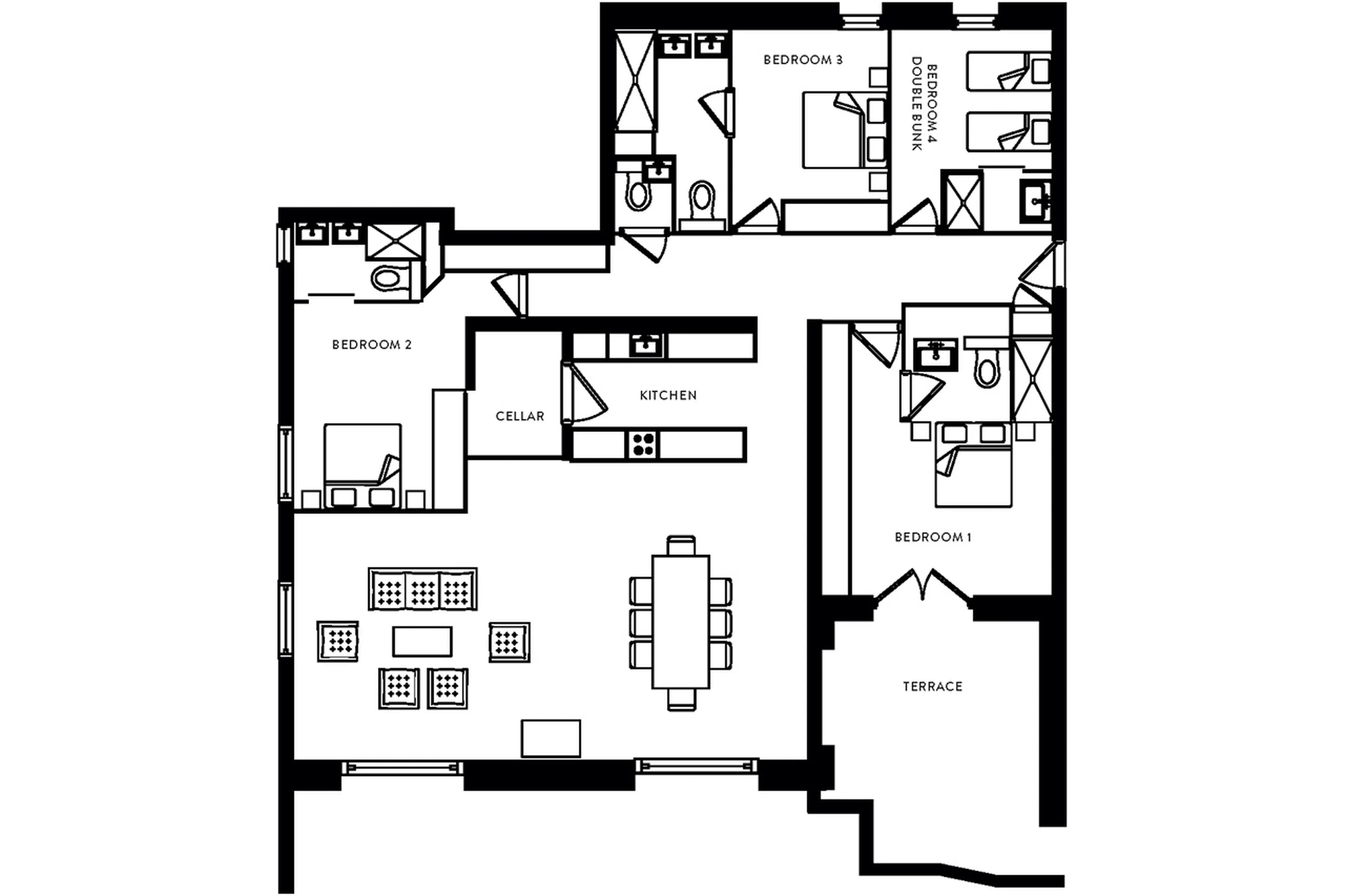 Floor plan of Apartment L'Ours Rouge in Meribel
