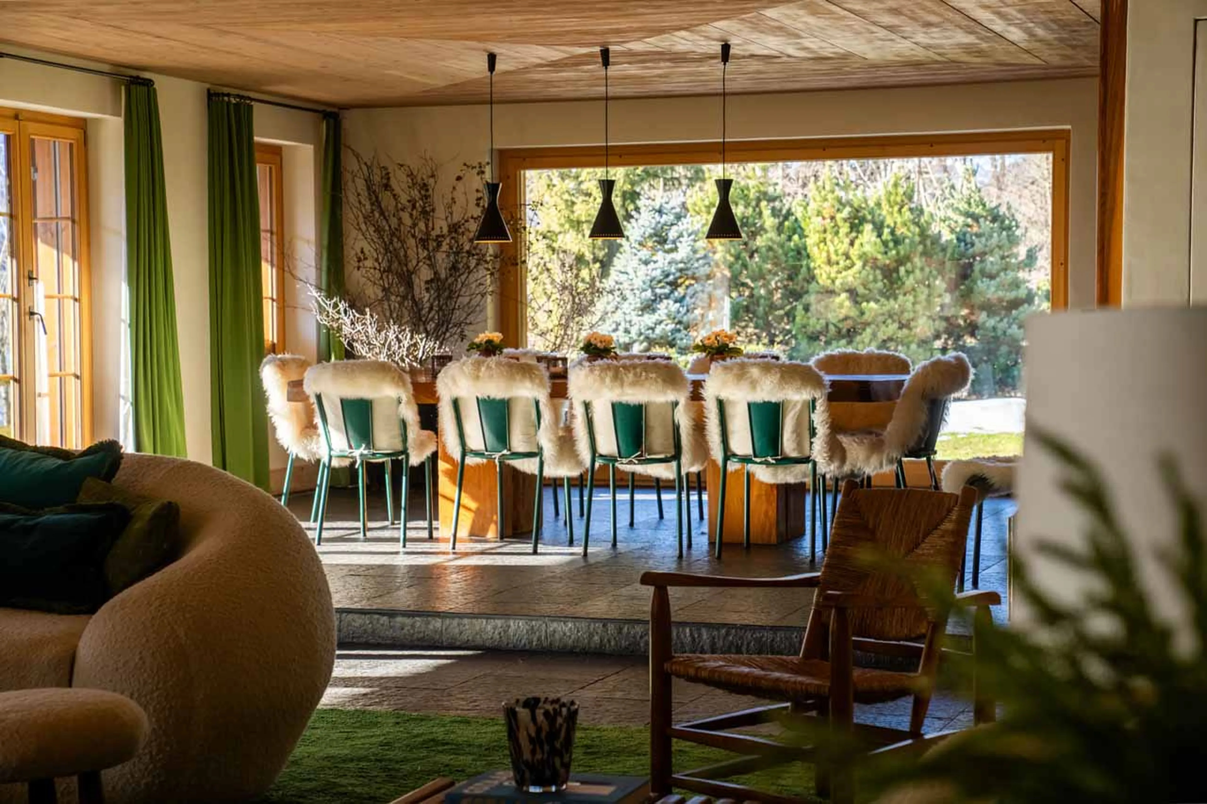 Dining area and view at Apartment Luna in Gstaad