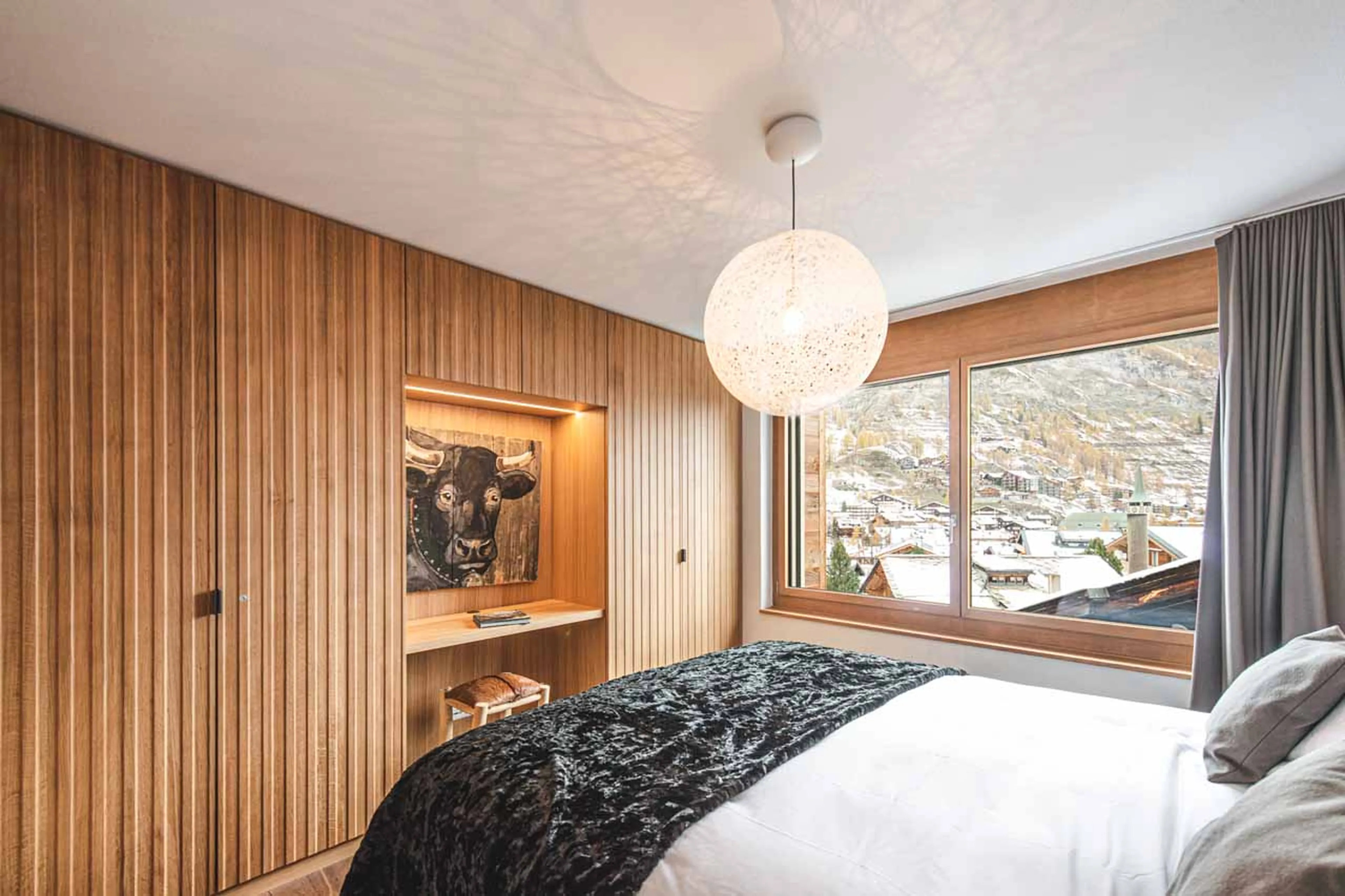 Fabulous views of Zermatt from the bedroom of Apartment Lys in Zermatt