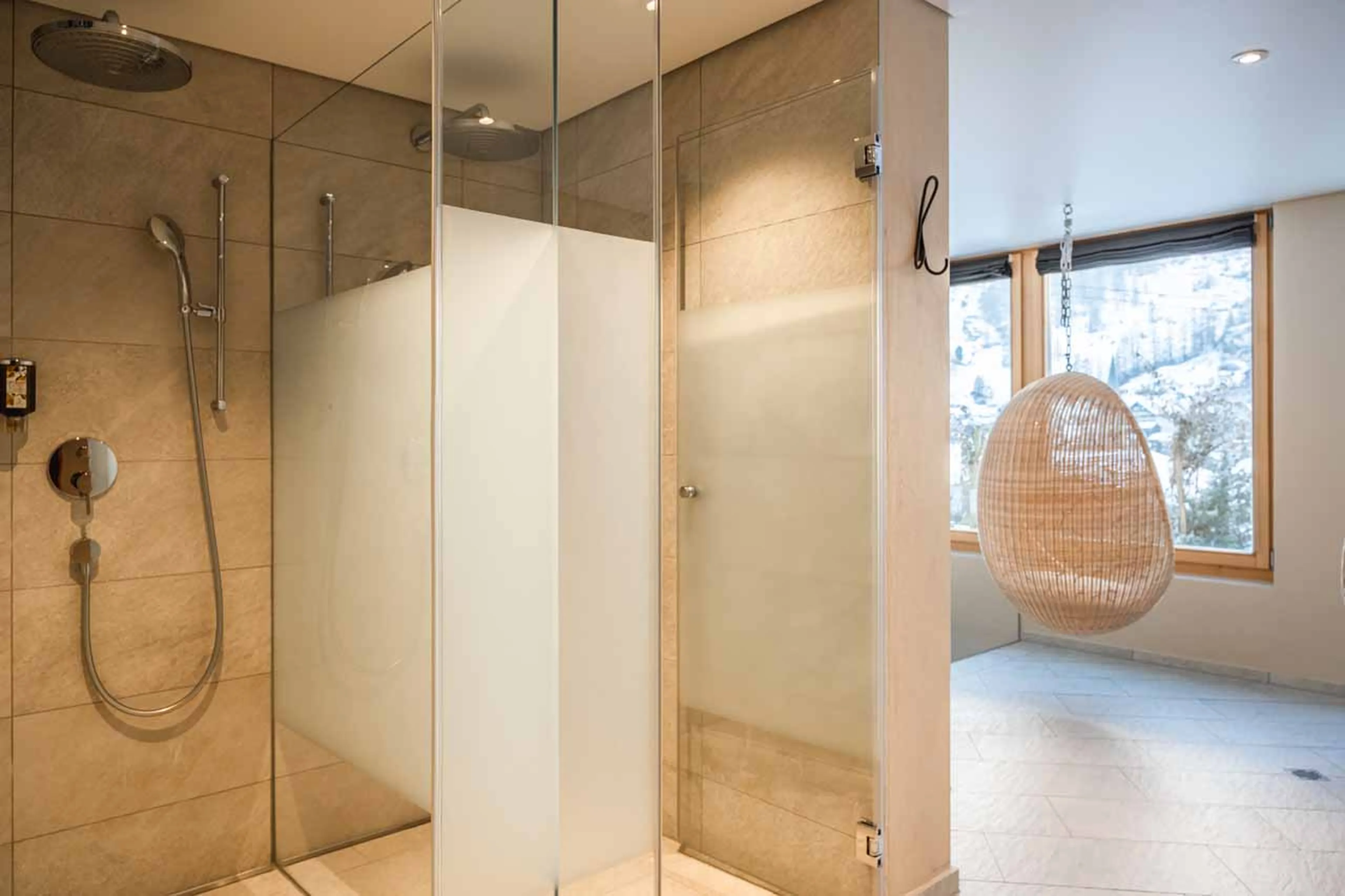Shower in shared wellness area at Apartment Nabucco in Zermatt