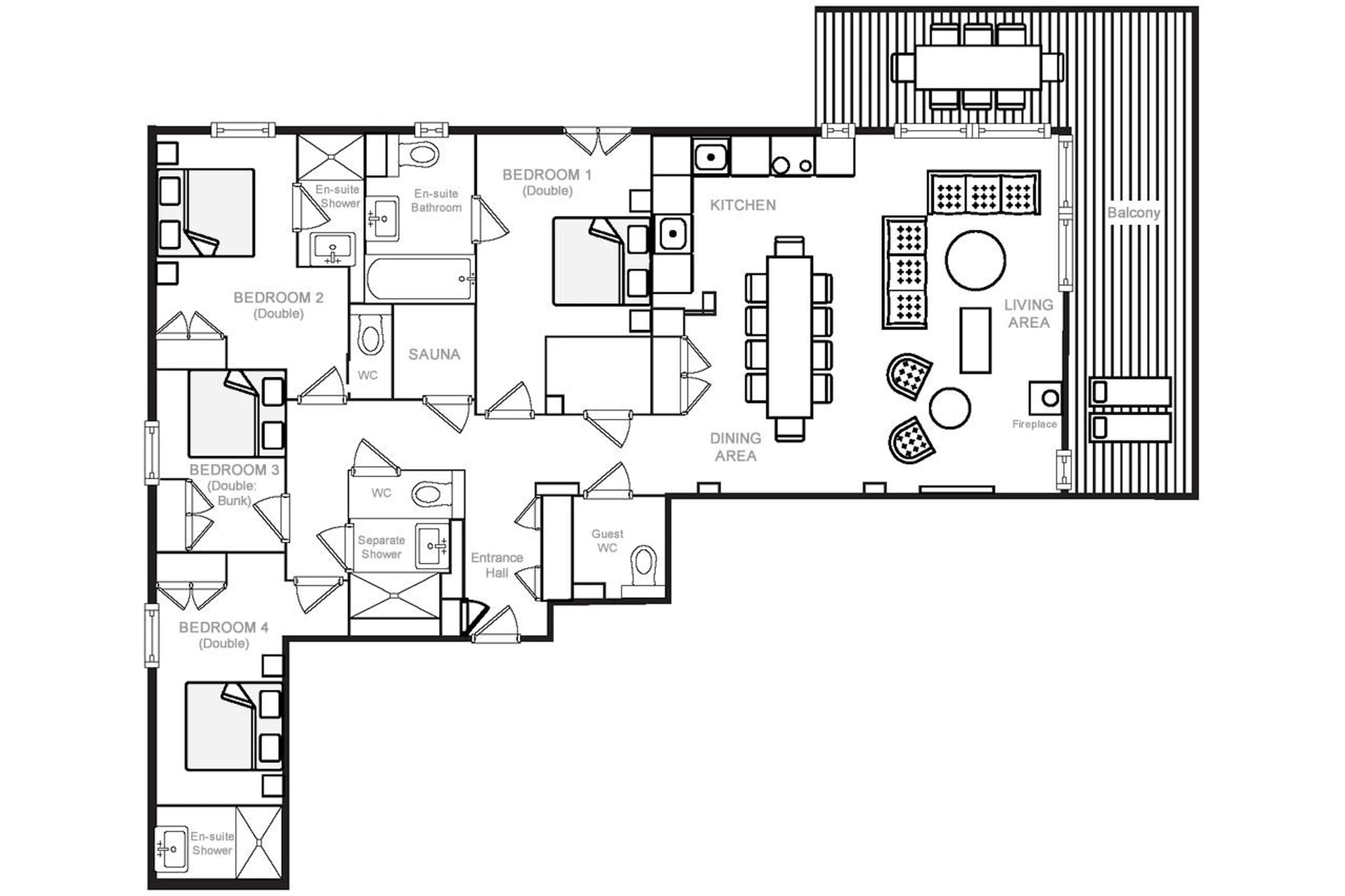 Floor plan of Apartment Portillo in Meribel