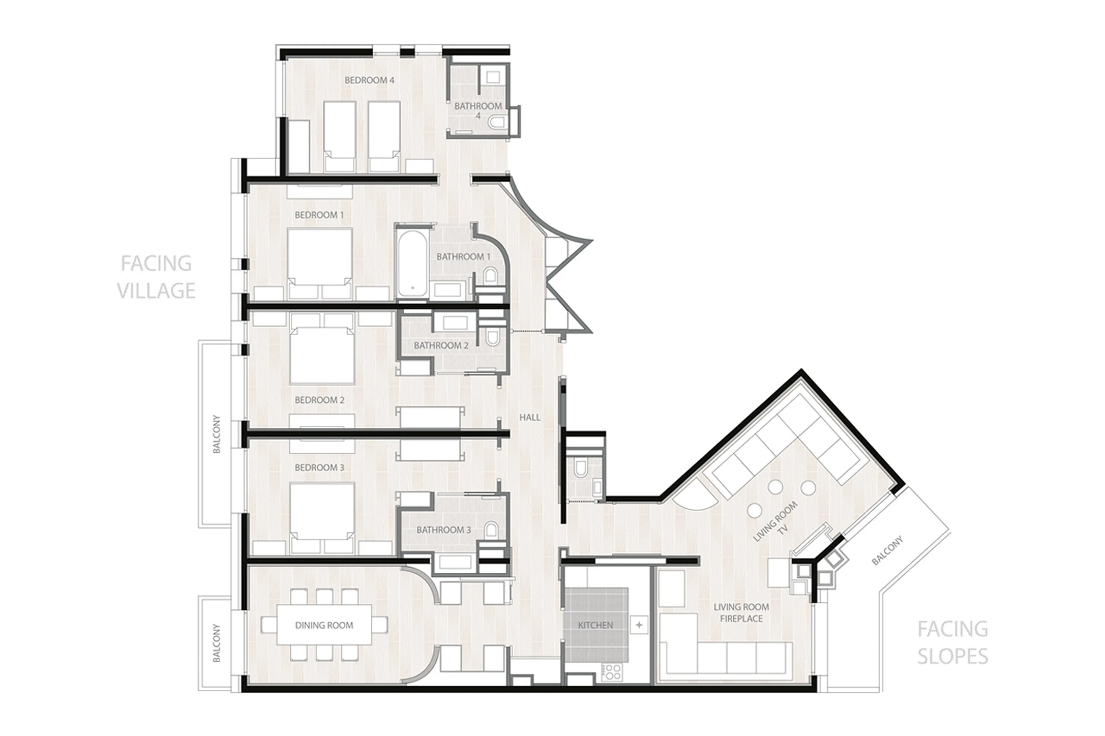 Floor plan of Apartment Serpntine in Courchevel 1850