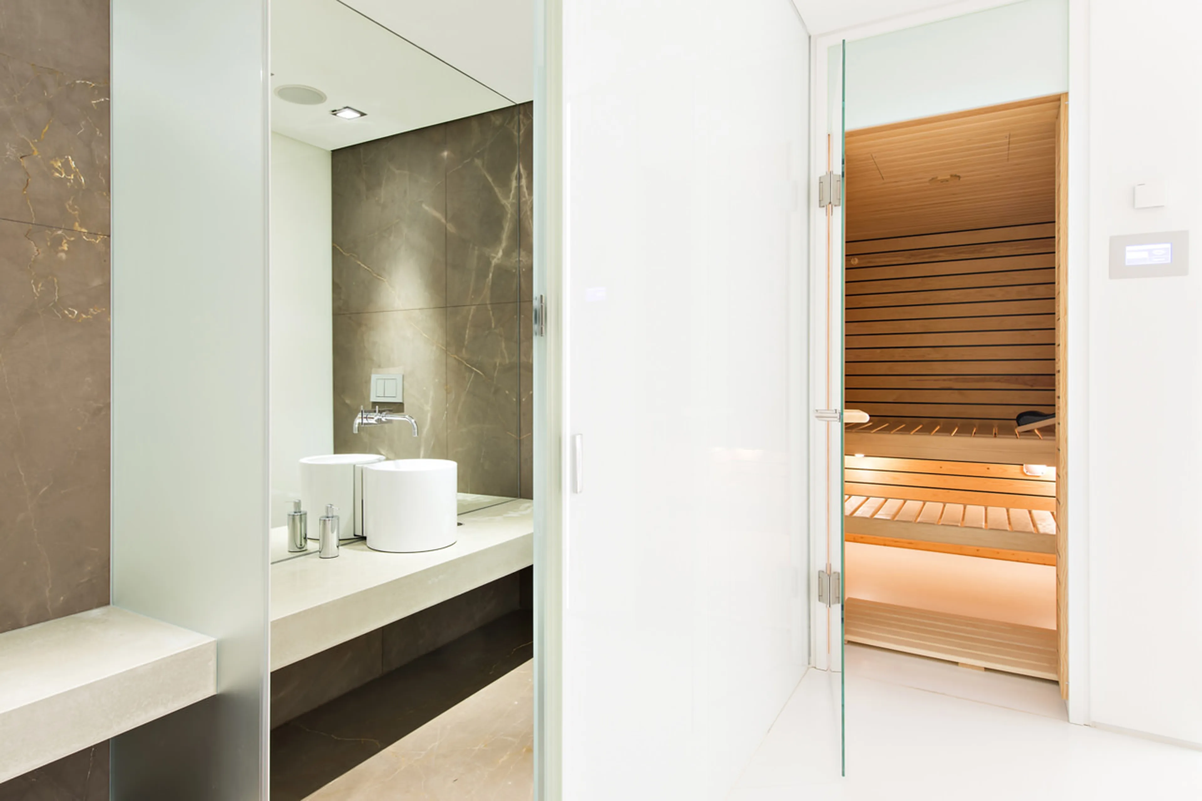 Sauna and shower in Apartment Snow White in St Moritz