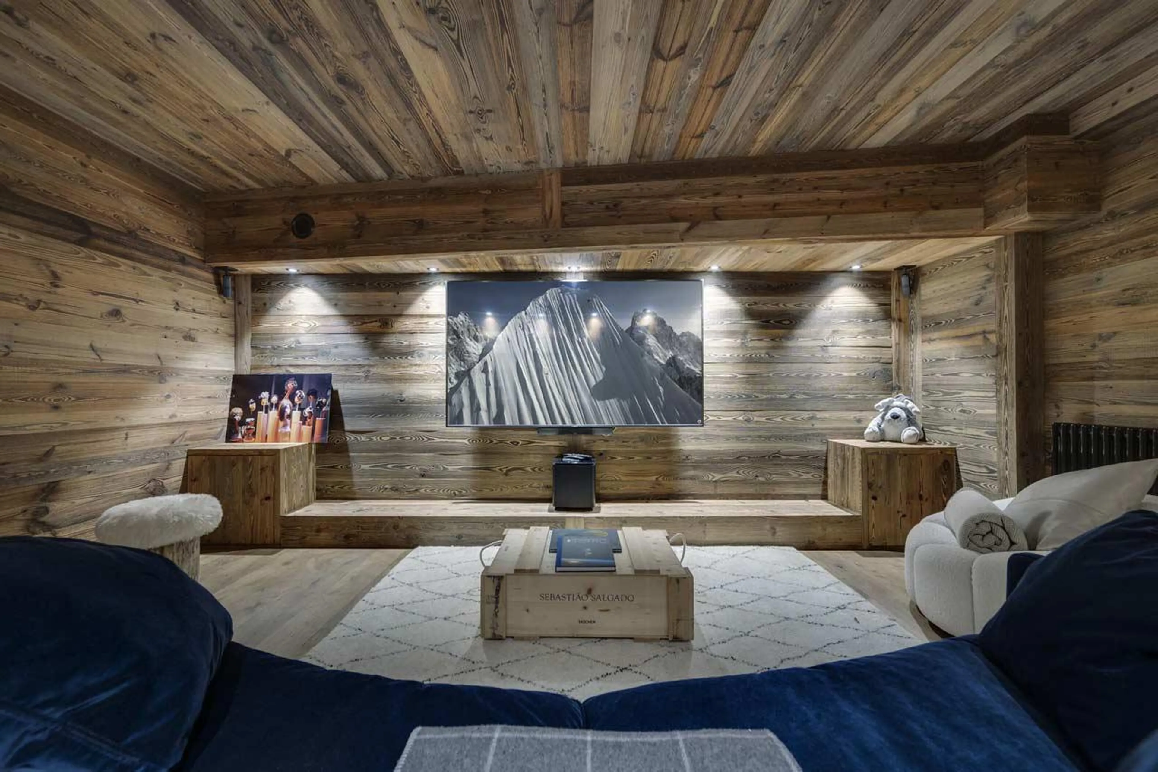 Cosy home cinema room on ground floor at Apartment Snowy Breeze in Val d'Isere