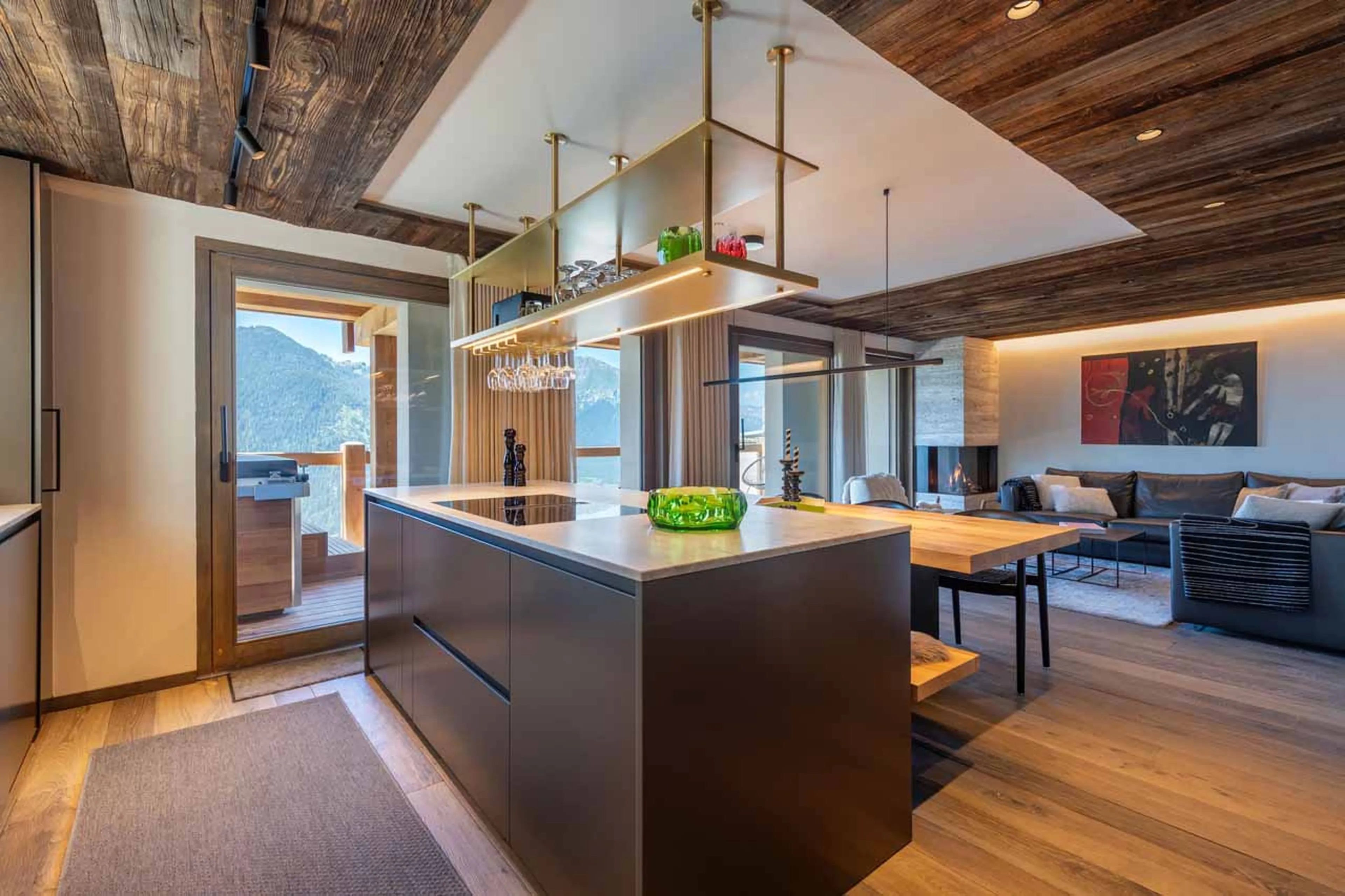 Kitchen island at Apartment Stefano in Verbier