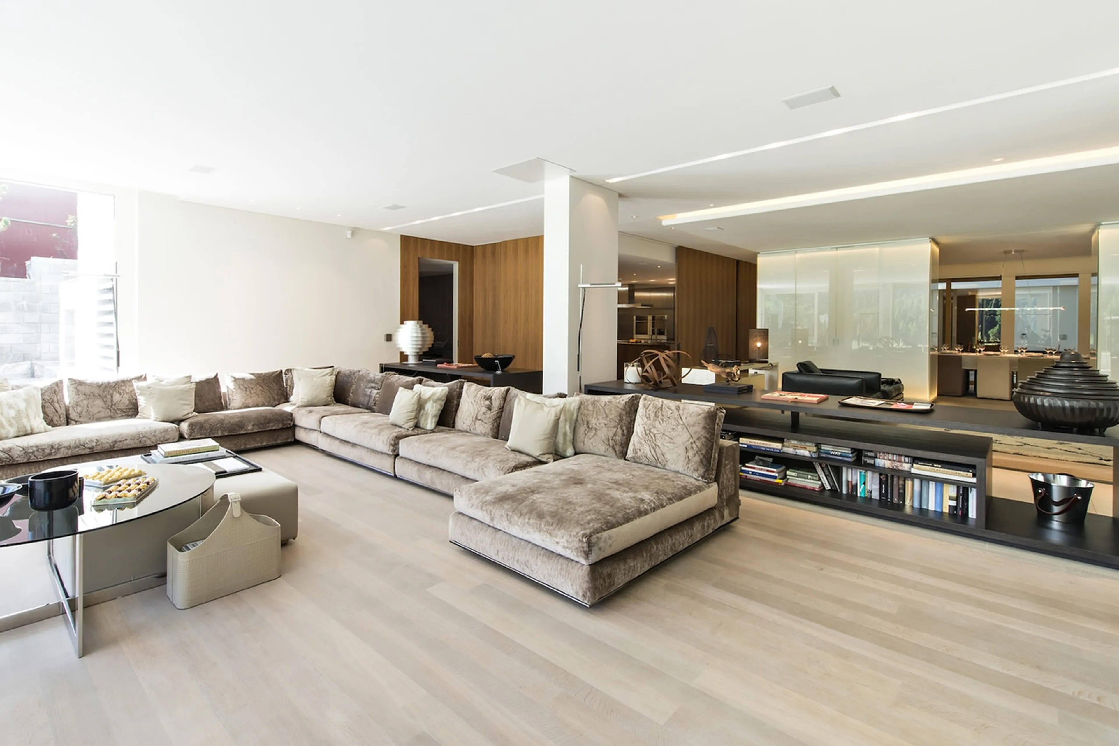 Sofas in living area of The Loft in St Moritz
