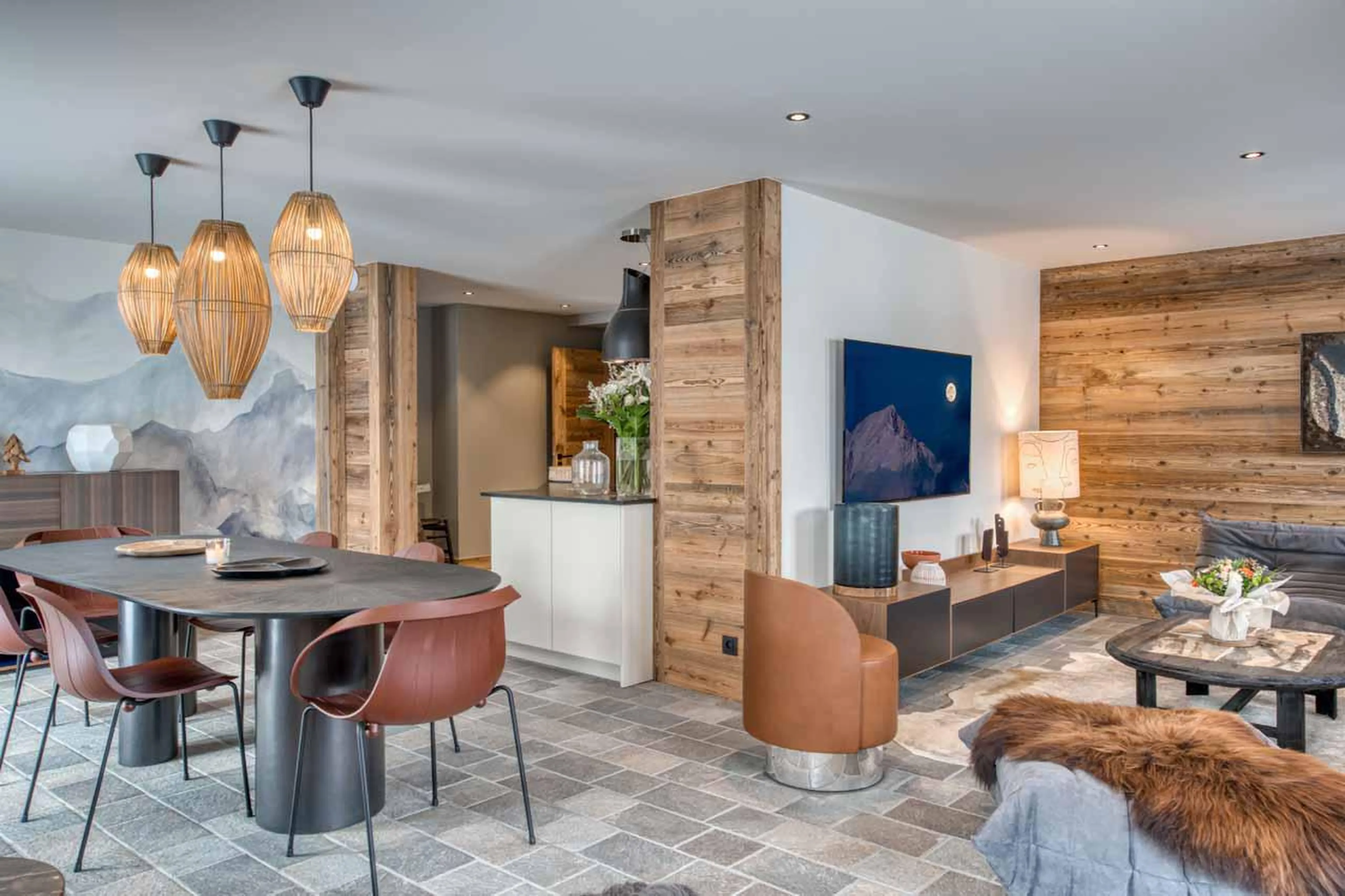 Open-plan living room at Apartment Tourmaline in Megeve