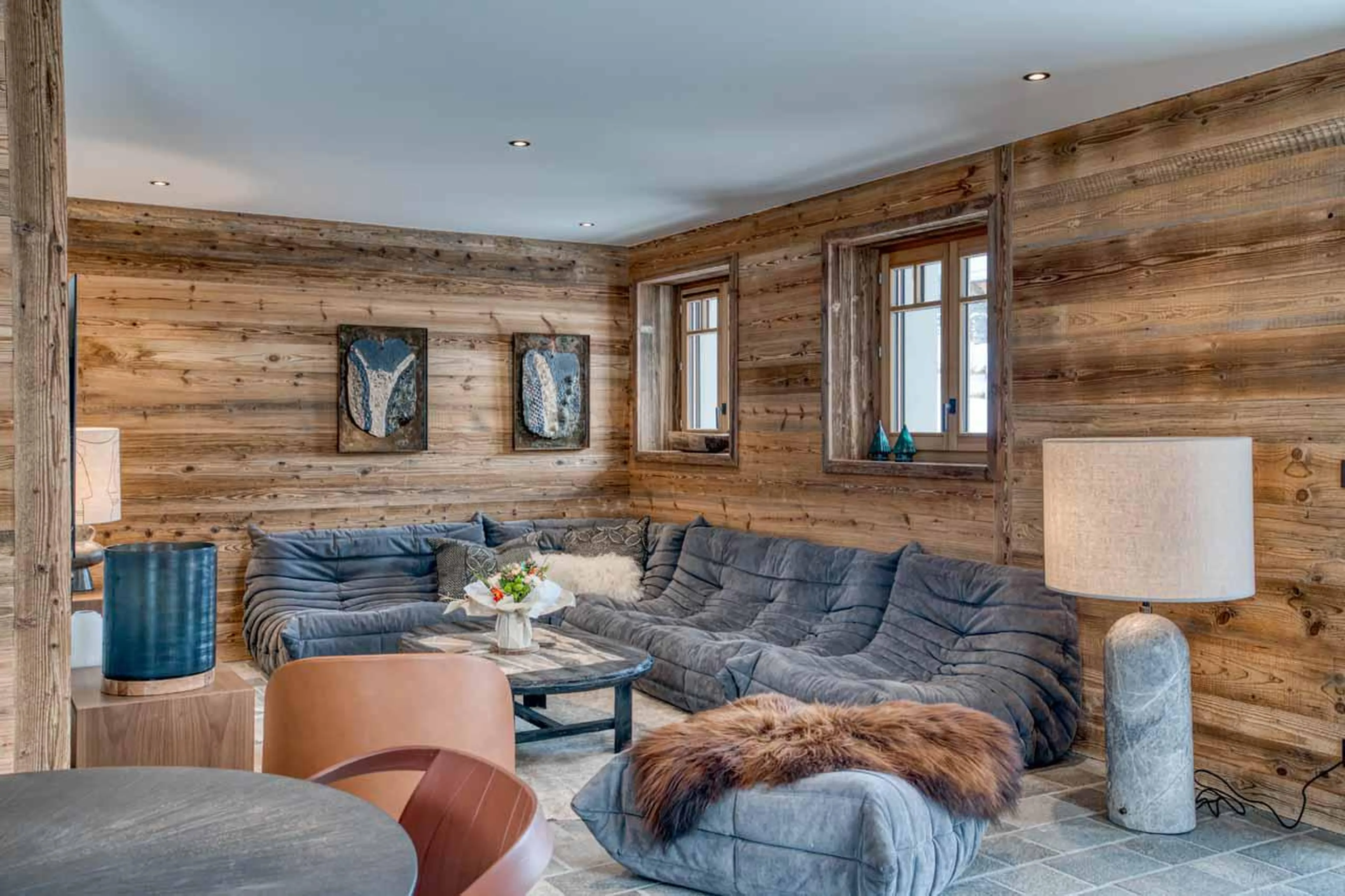 Comfy seating in lounge of Apartment Tourmaline in Megeve