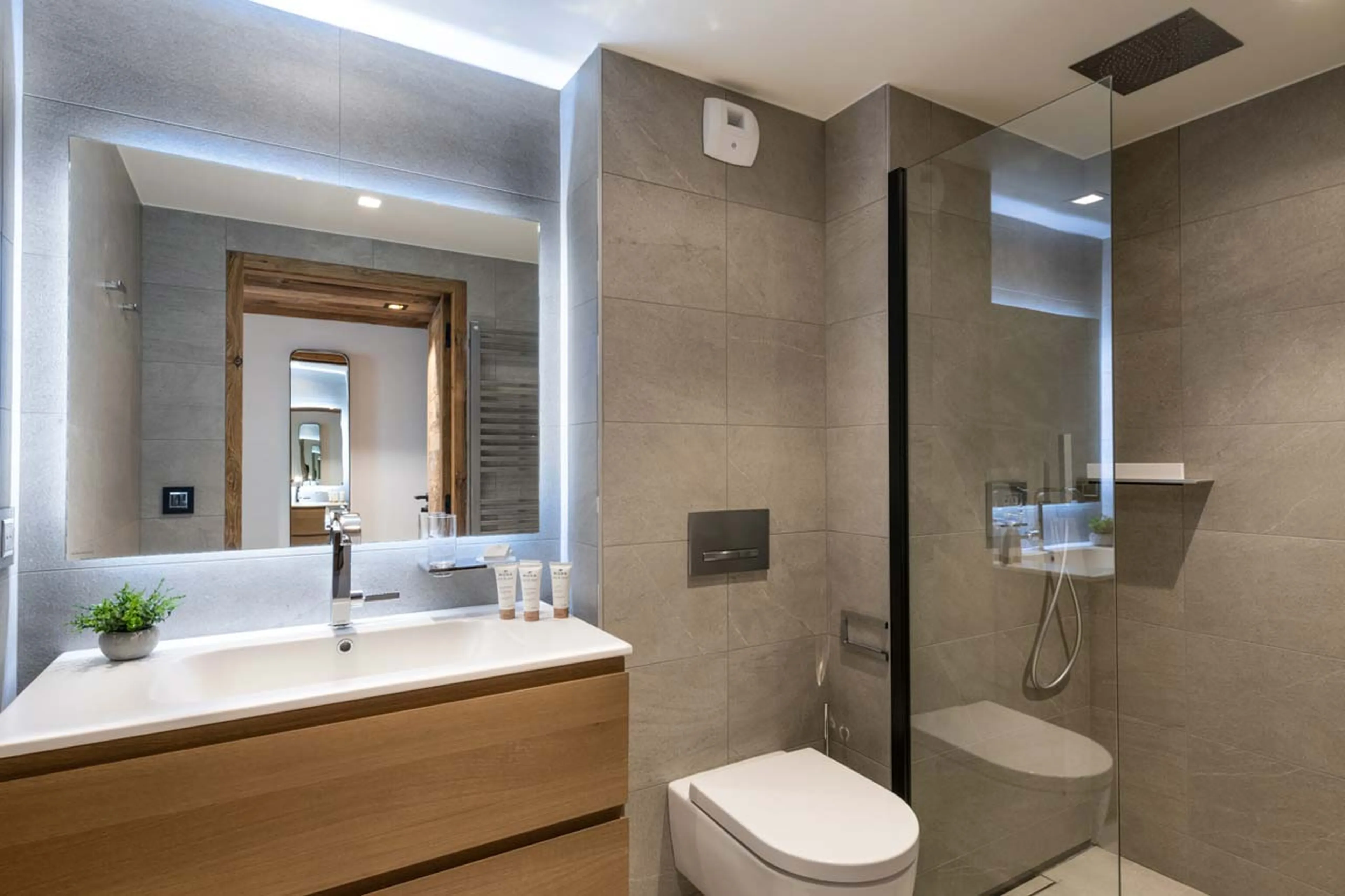 Shower room one at Apartment Vail Lodge A12 in Val d'Isere