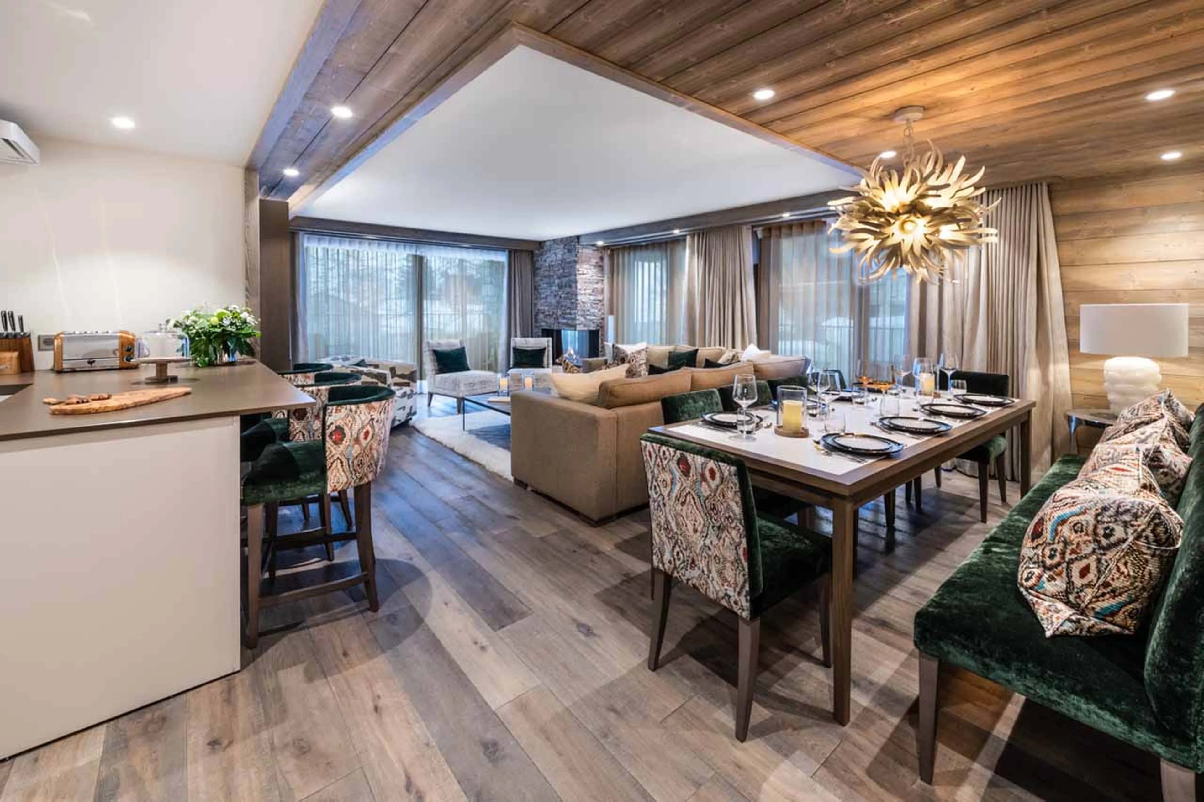 Living area overview at Apartment Vail Lodge A11, Val d'Isere