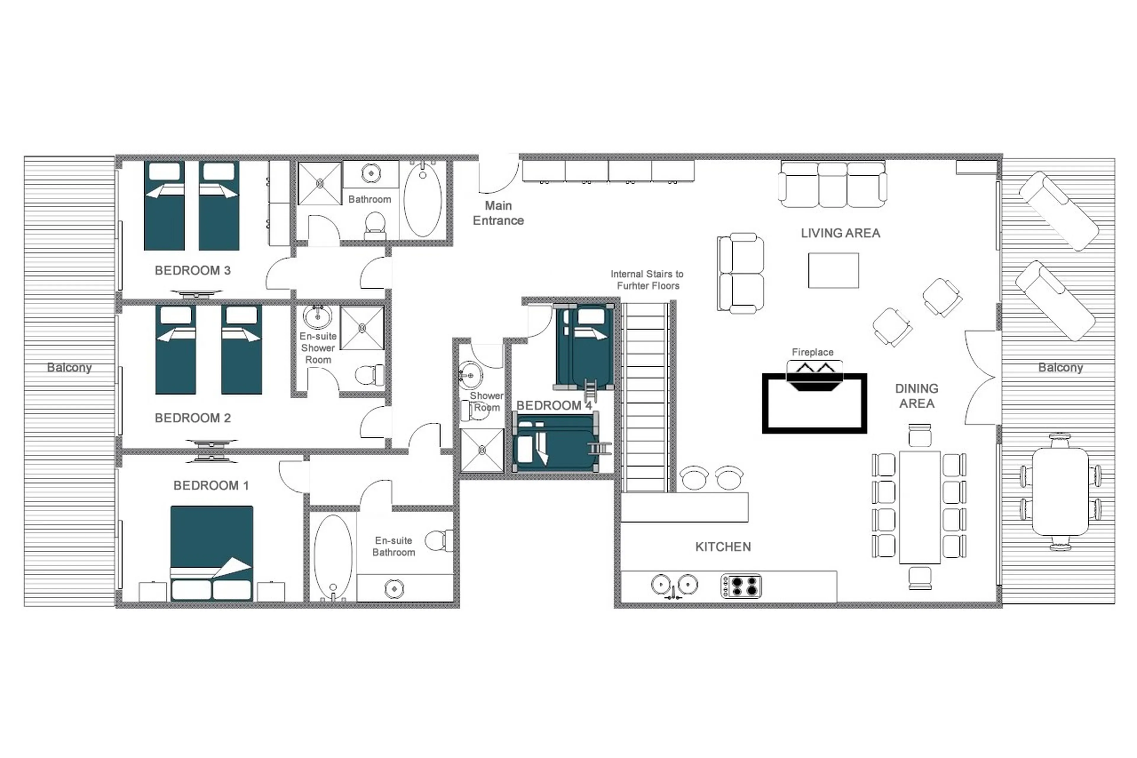 Floor plan of  Apartment Victoria 111 in Verbier