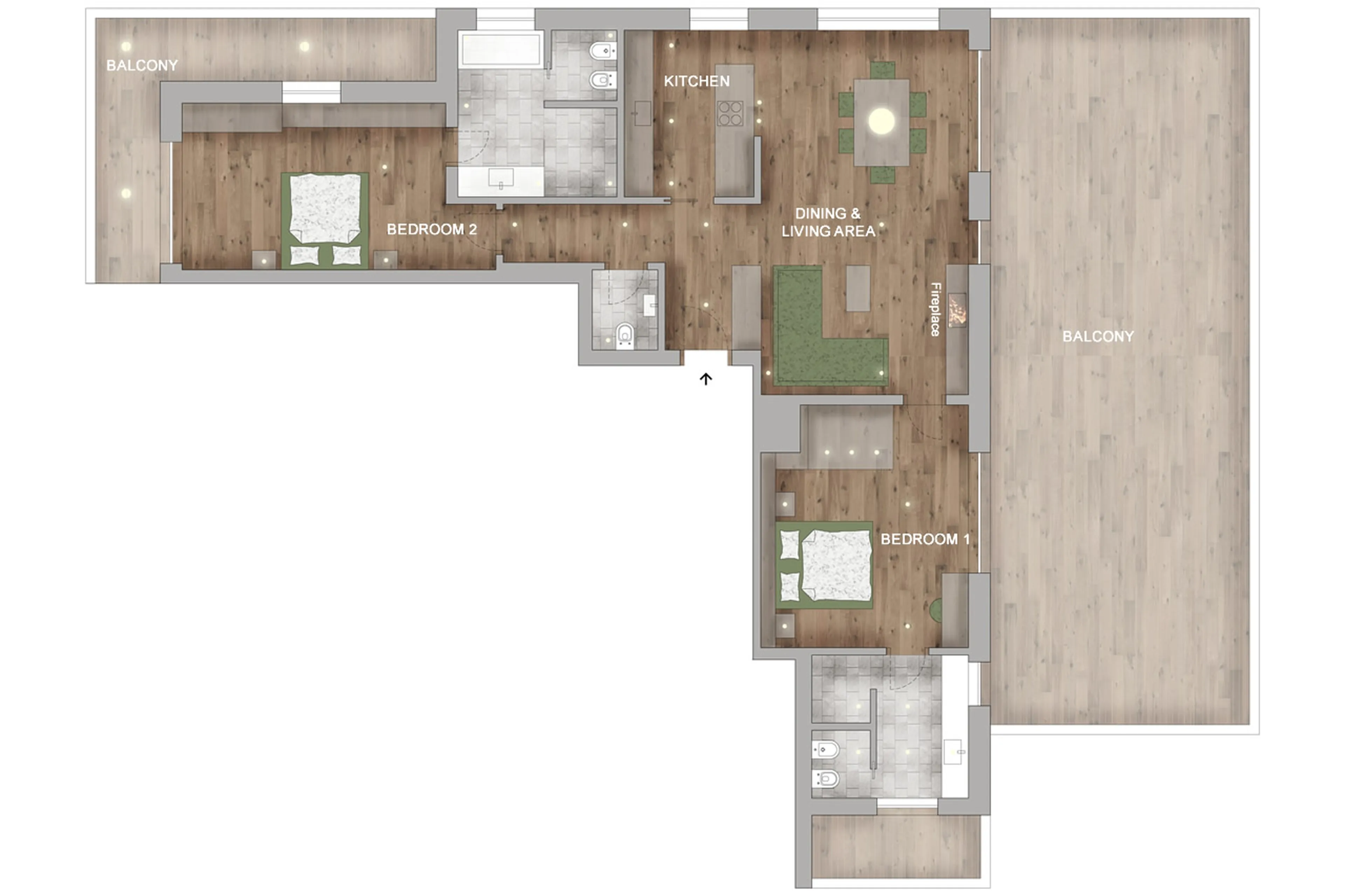 Floor plan of apartment Villa al Sole 302 in Alta Badia