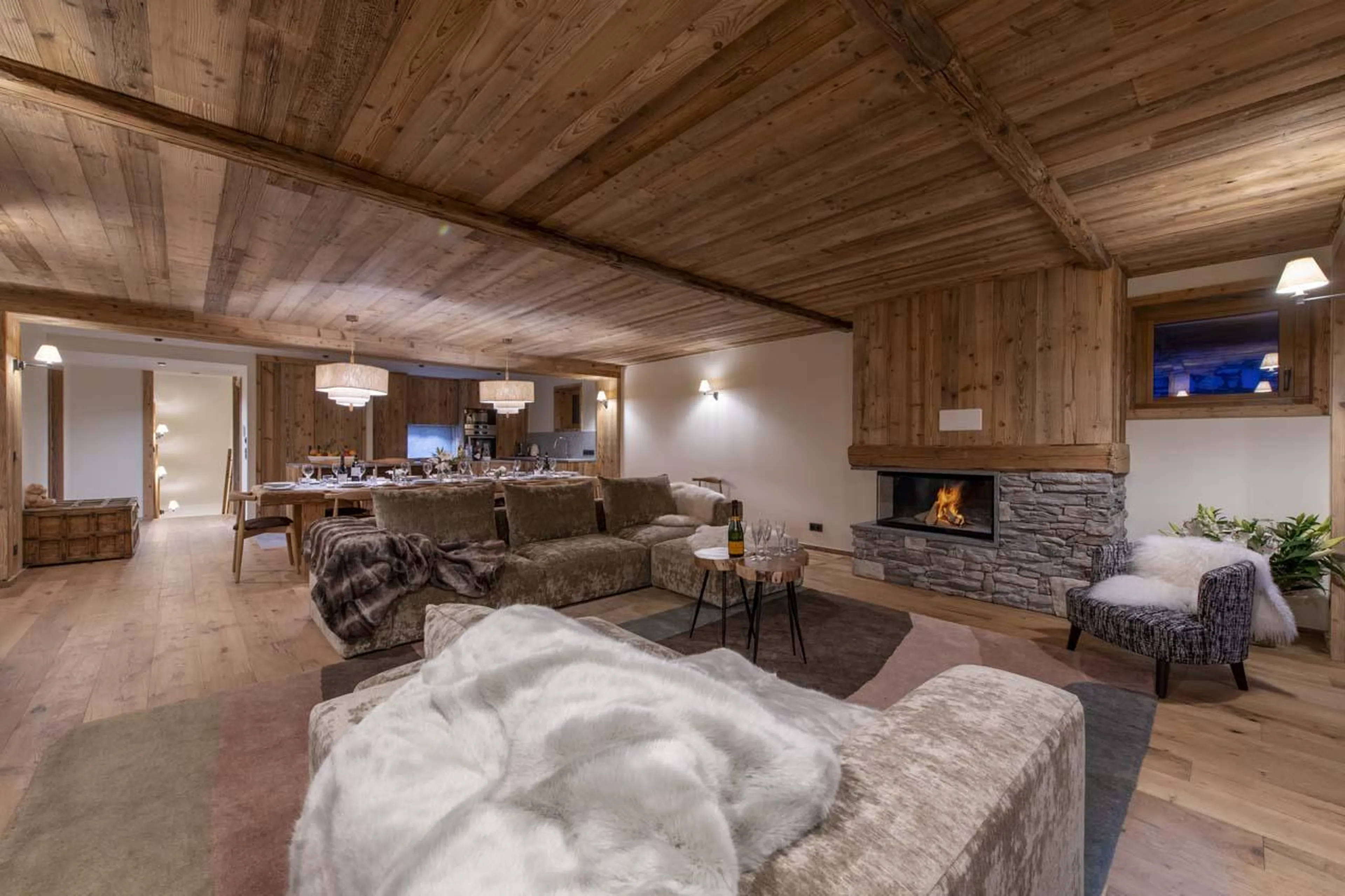 Open-plan living area at Arolay Apartment 2 in Val d'Isere